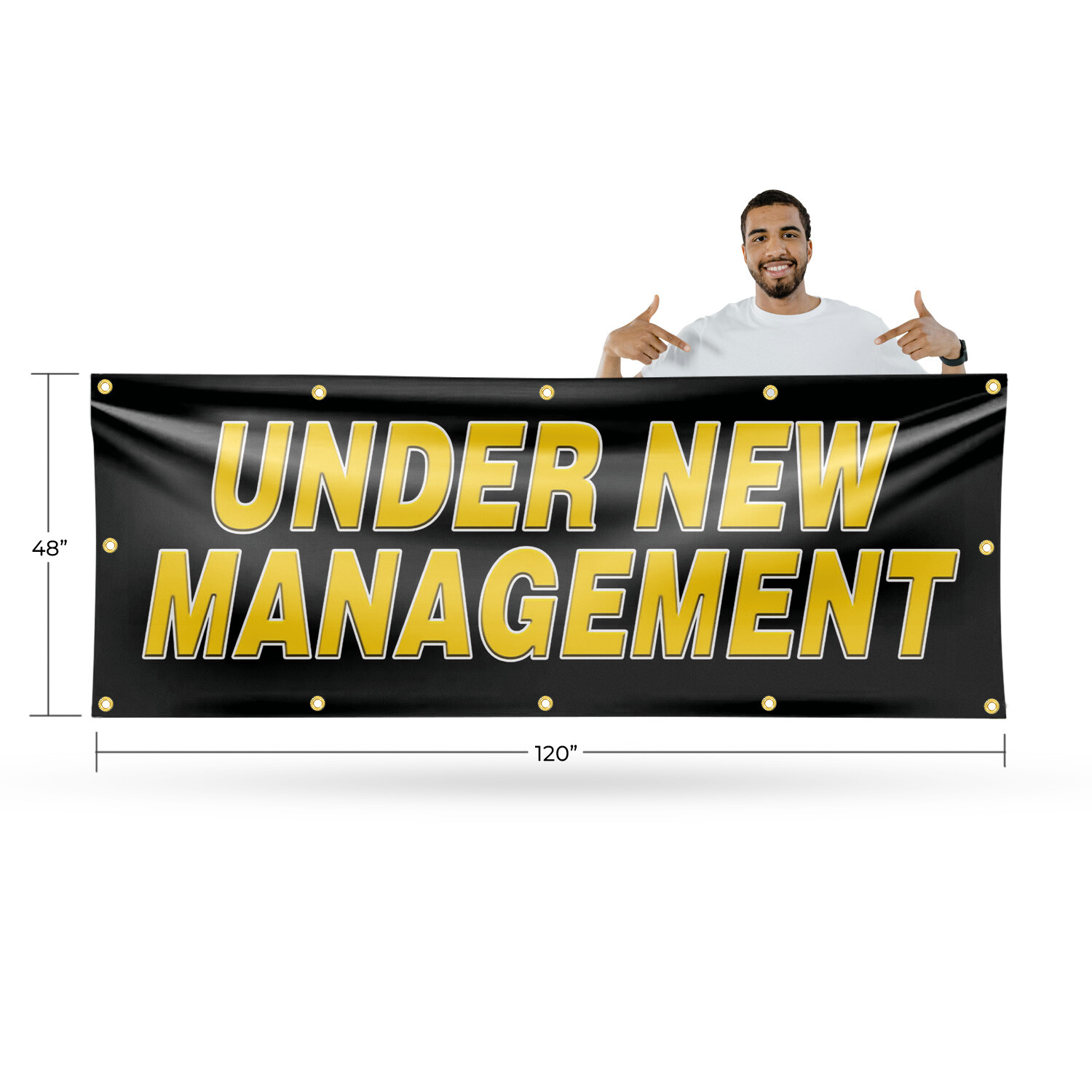 Under New Management Vinyl Banner Sign with Metal Grommets Heavy-Duty