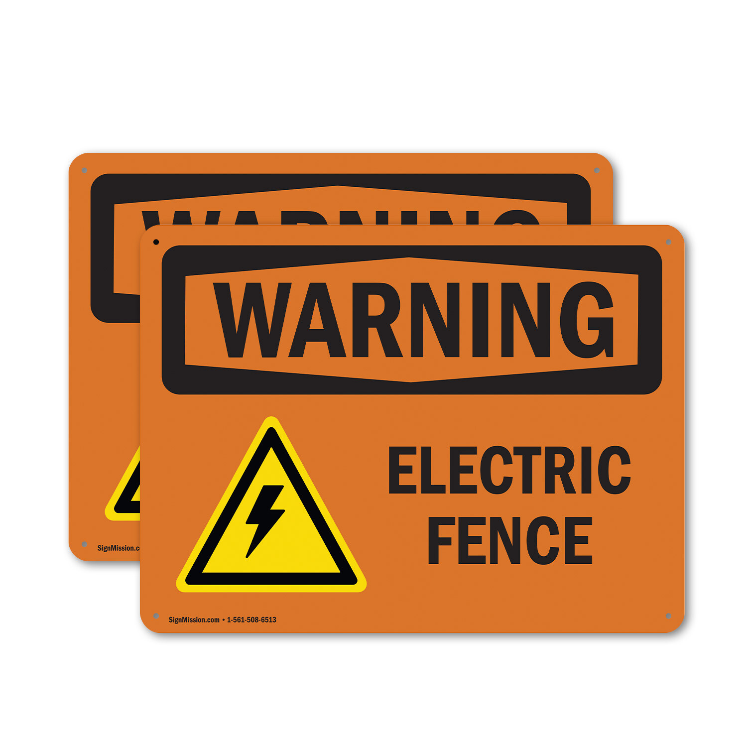 (2 Pack) Electric Fence With Symbol OSHA Warning Sign Decal Metal Plastic
