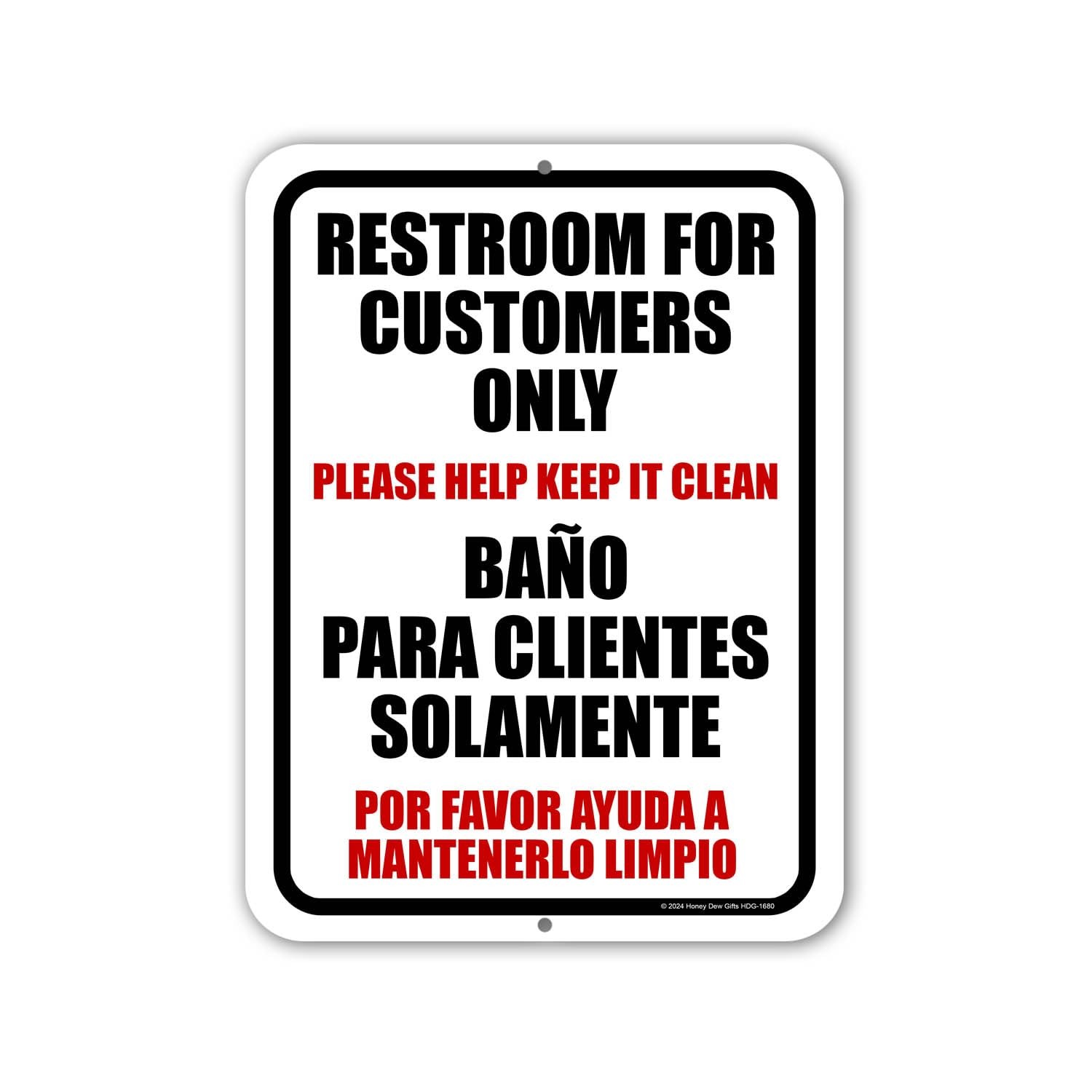 Restroom Sign – Spanish ‘Customers Only’ 9×12 inch Metal Office Sign HDG-1680