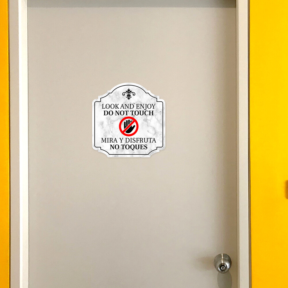 Heritage Plus Look and Enjoy Do Not Touch Wall or Door Sign | Bilingual Signage