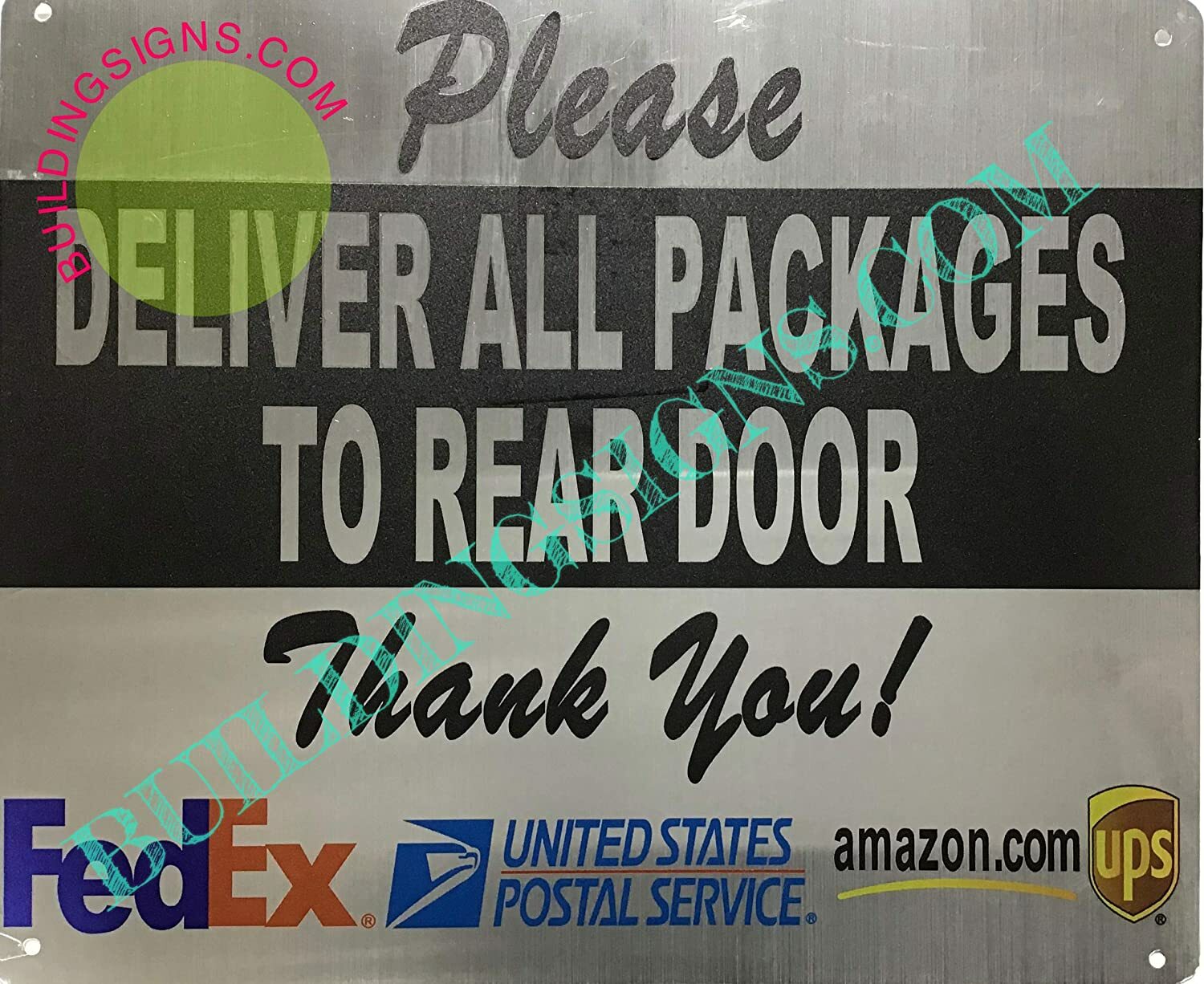 Please Deliver All Packages to Rear Door Sign (Silver,10×12 INCH)-REF24-1027