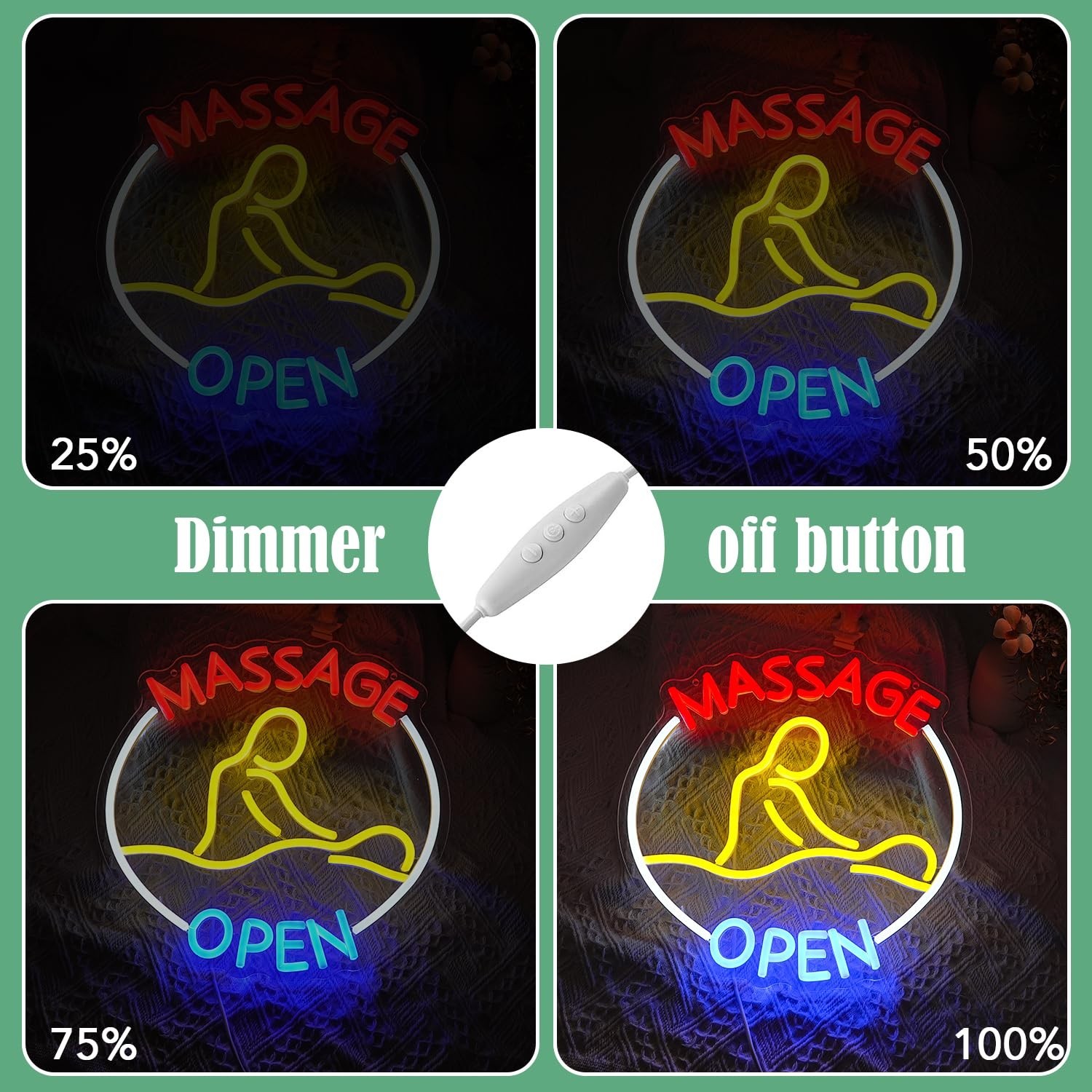 Massage Open Neon Sign USB LED Massage Relax Pattern Neon Light for SPA Dimma…