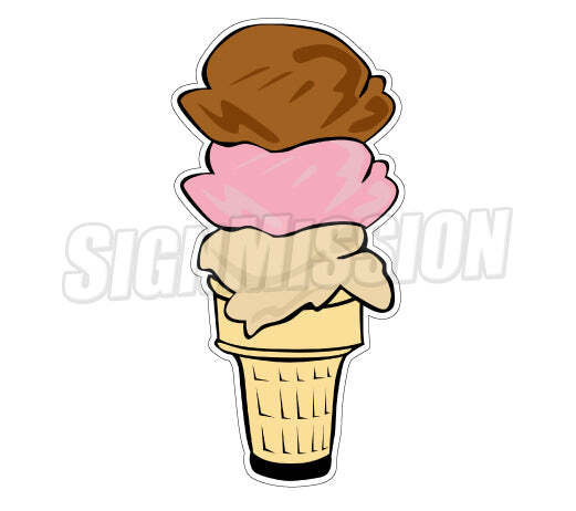 ICE CREAM TRIPLE SCOOP Concession Decal truck menu cart trailer sticker
