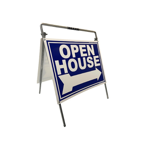 Real Estate Open House Sign Kit Metal A-Frame 5 Pack Blue