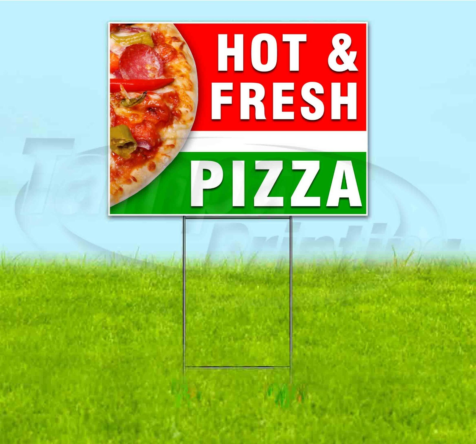 HOT & FRESH PIZZA 18×24 Yard Sign WITH STAKE Corrugated Bandit USA BUSINESS FOOD