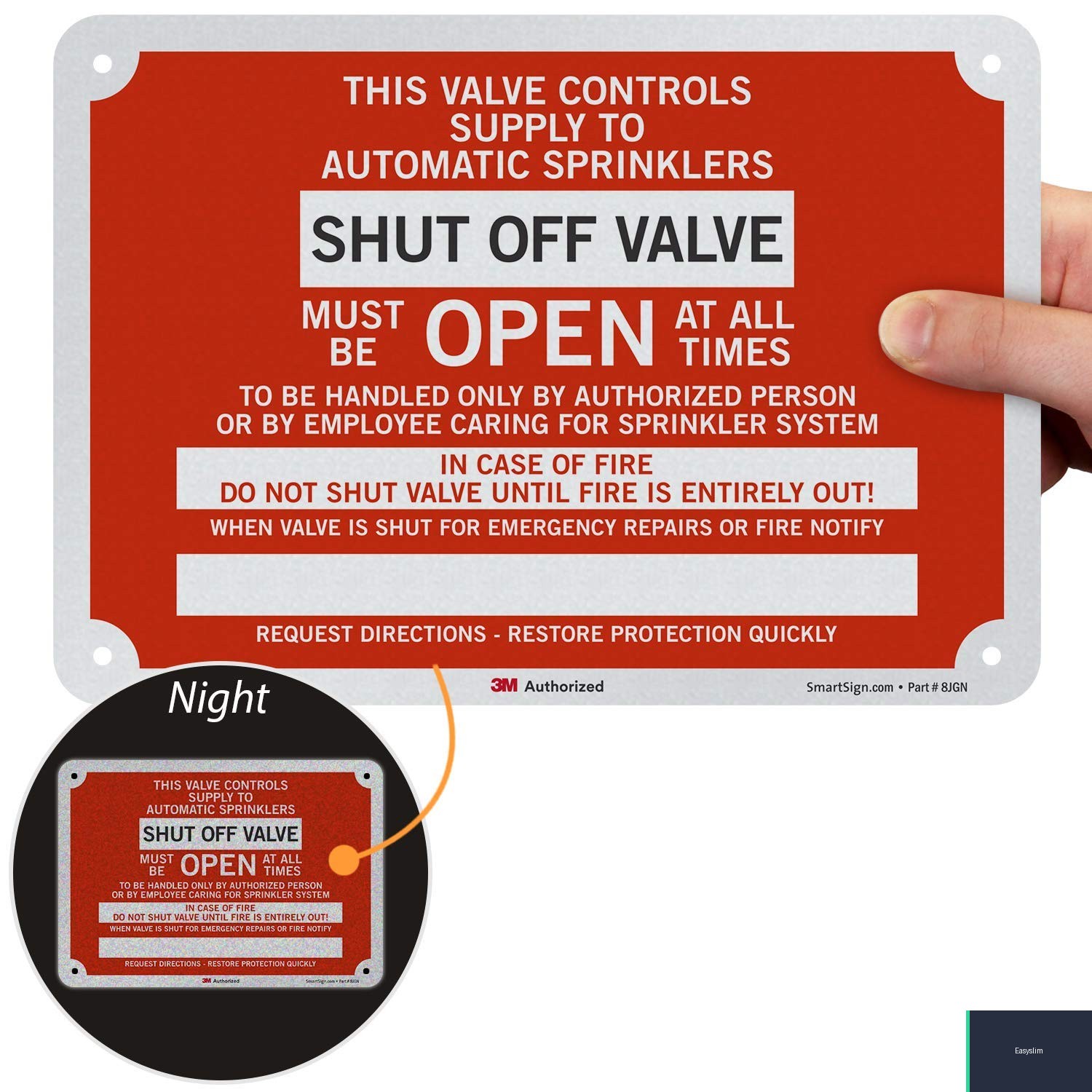 Fire Sprinkler Control Valve Sign 7″ x 10″ Reflective Aluminum Wall Mount