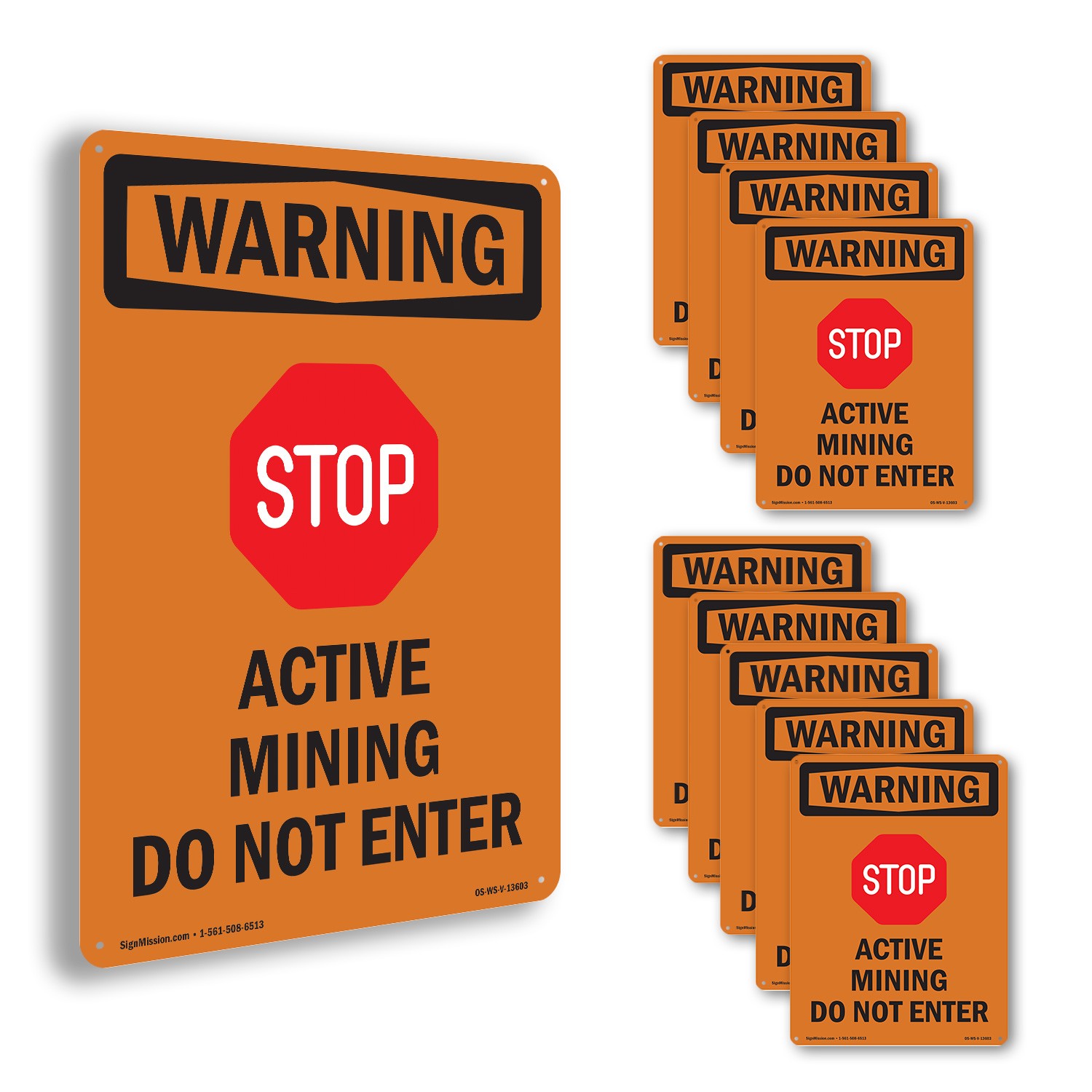 Active Mining With Symbol OSHA WARNING Sign Metal, Plastic, Decal 5 or 10 Pack