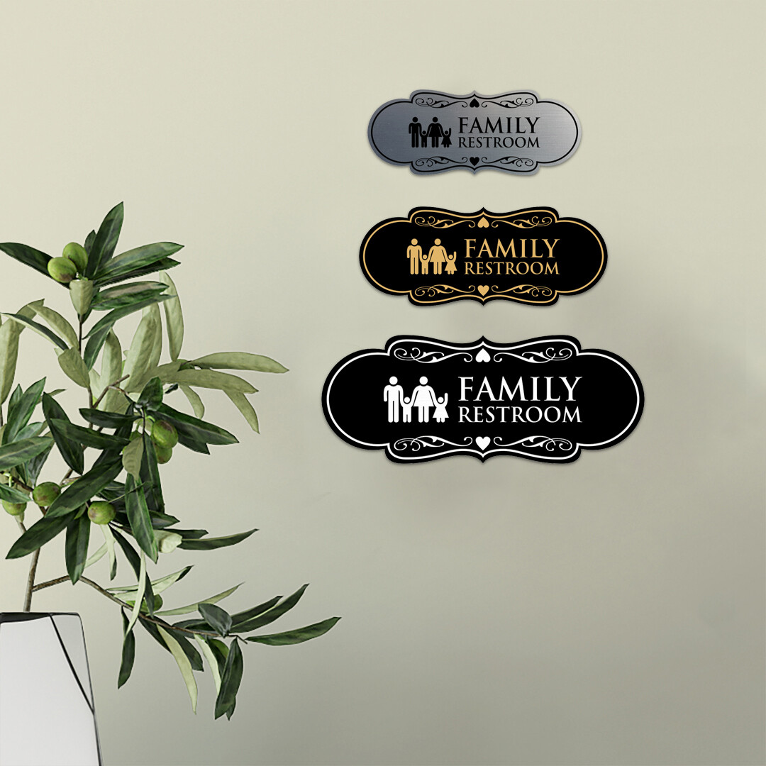 Signs ByLITA Designer Family Bathroom Restroom Wall or Door Sign