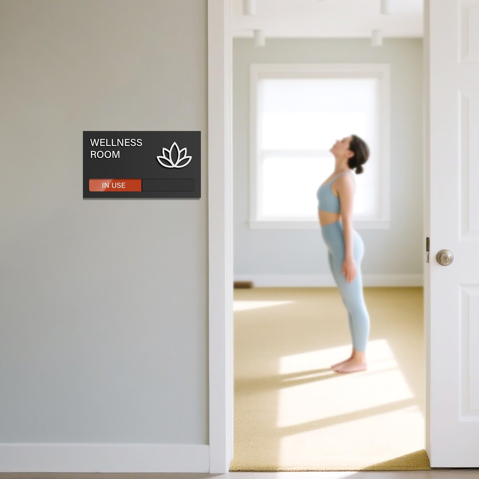 Wellness Room Do Not Disturb Available In Use Privacy Slider Door Sign