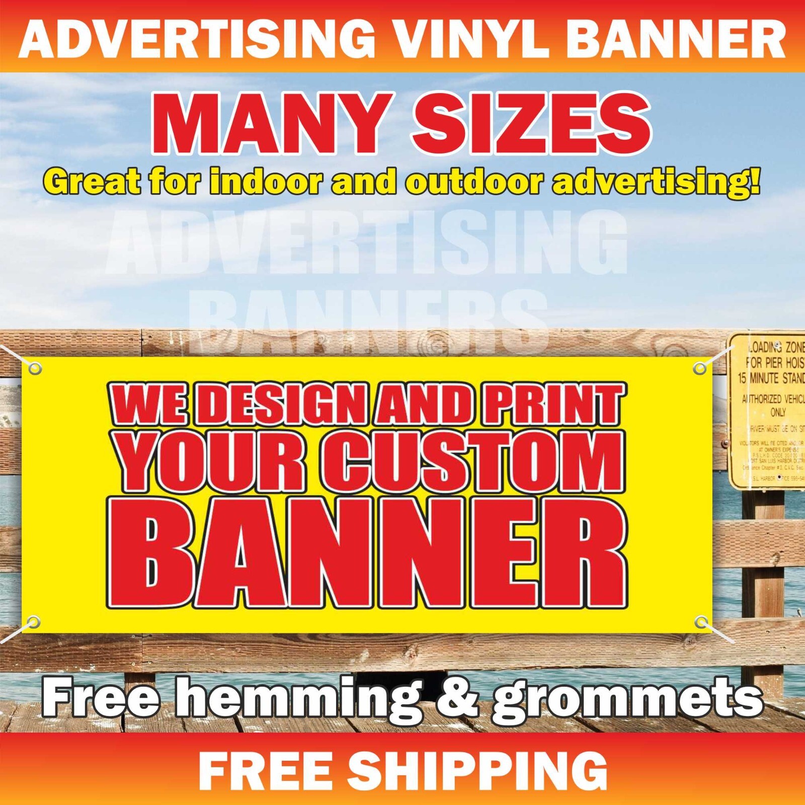 Custom Vinyl Mesh Banner Sign, Full Color – Free Design, For outdoor indoor use