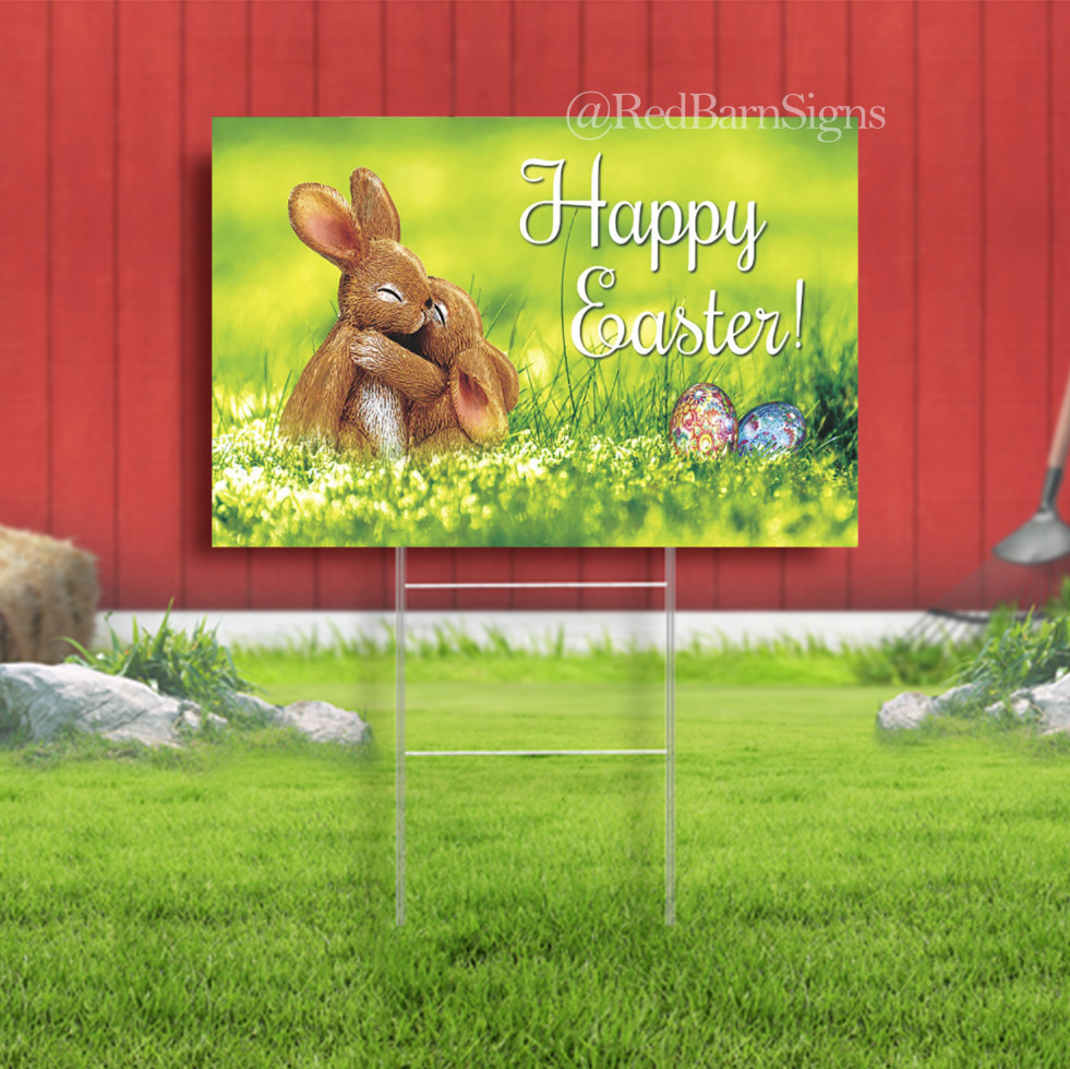 Happy Easter Day Easter Sunday 019 One-Sided Yard Sign with Metal Stakes