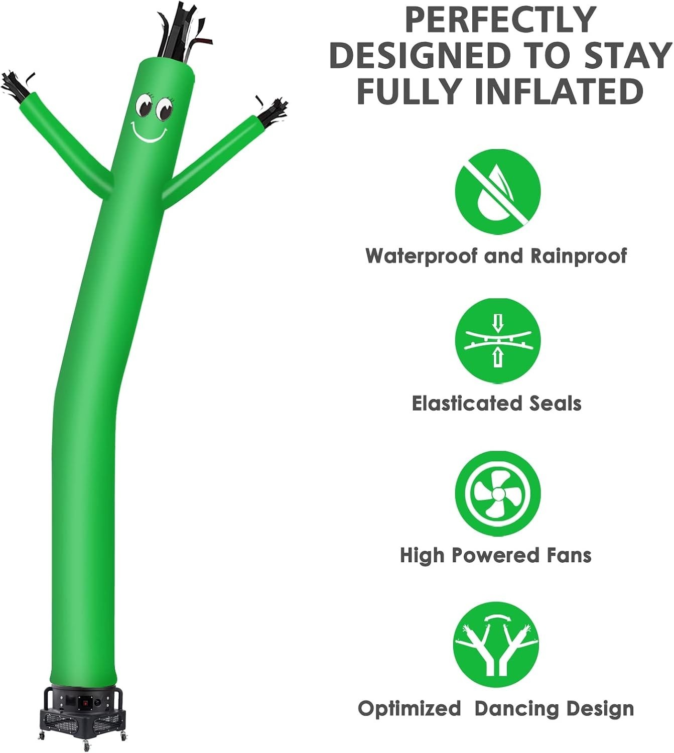 MOUNTO 20Ft Air Inflatable Tube Guy Puppet With 1HP Blower Green