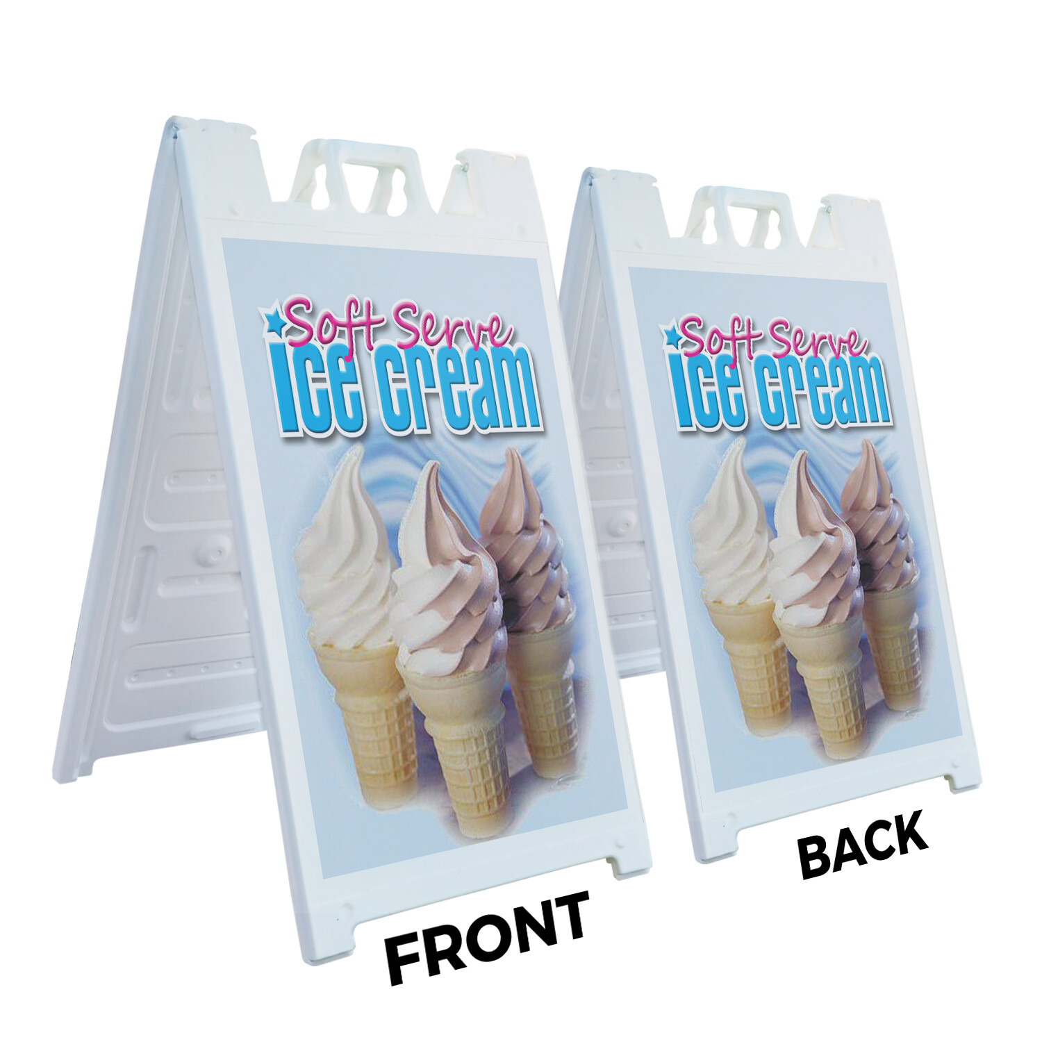 A-frame Sidewalk Soft Serve Ice Cream 24″ x 36″ Double Sided A-Frame Sidewalk Si