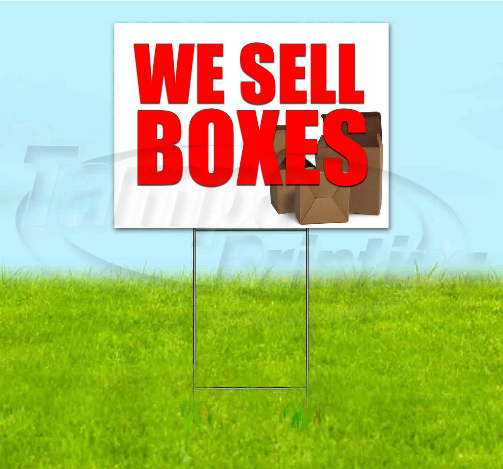 WE SELL BOXES 18×24 Yard Sign WITH STAKE Corrugated Bandit BUSINESS CARDBOARD