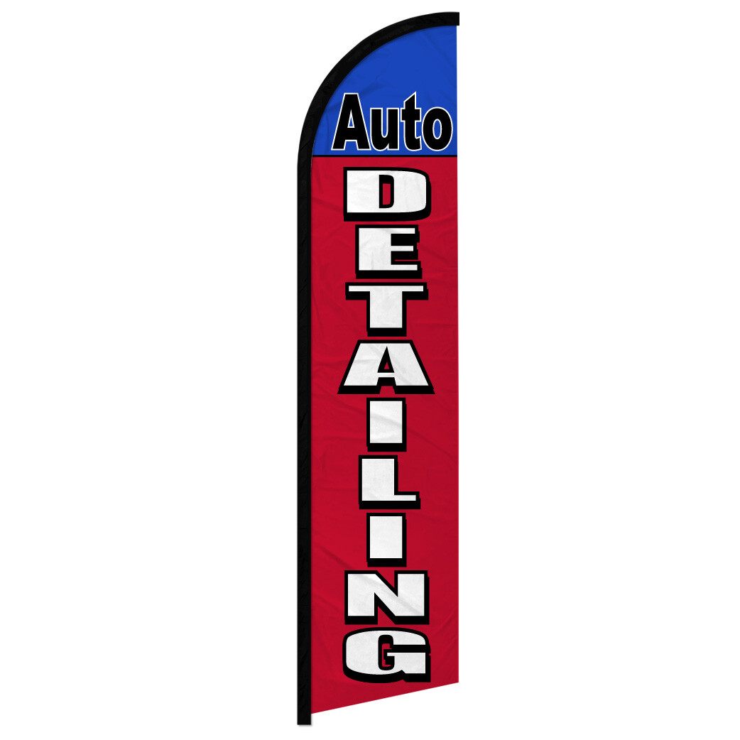 Auto Detailing Windless Advertising Swooper Flag Auto Body Red/Blue