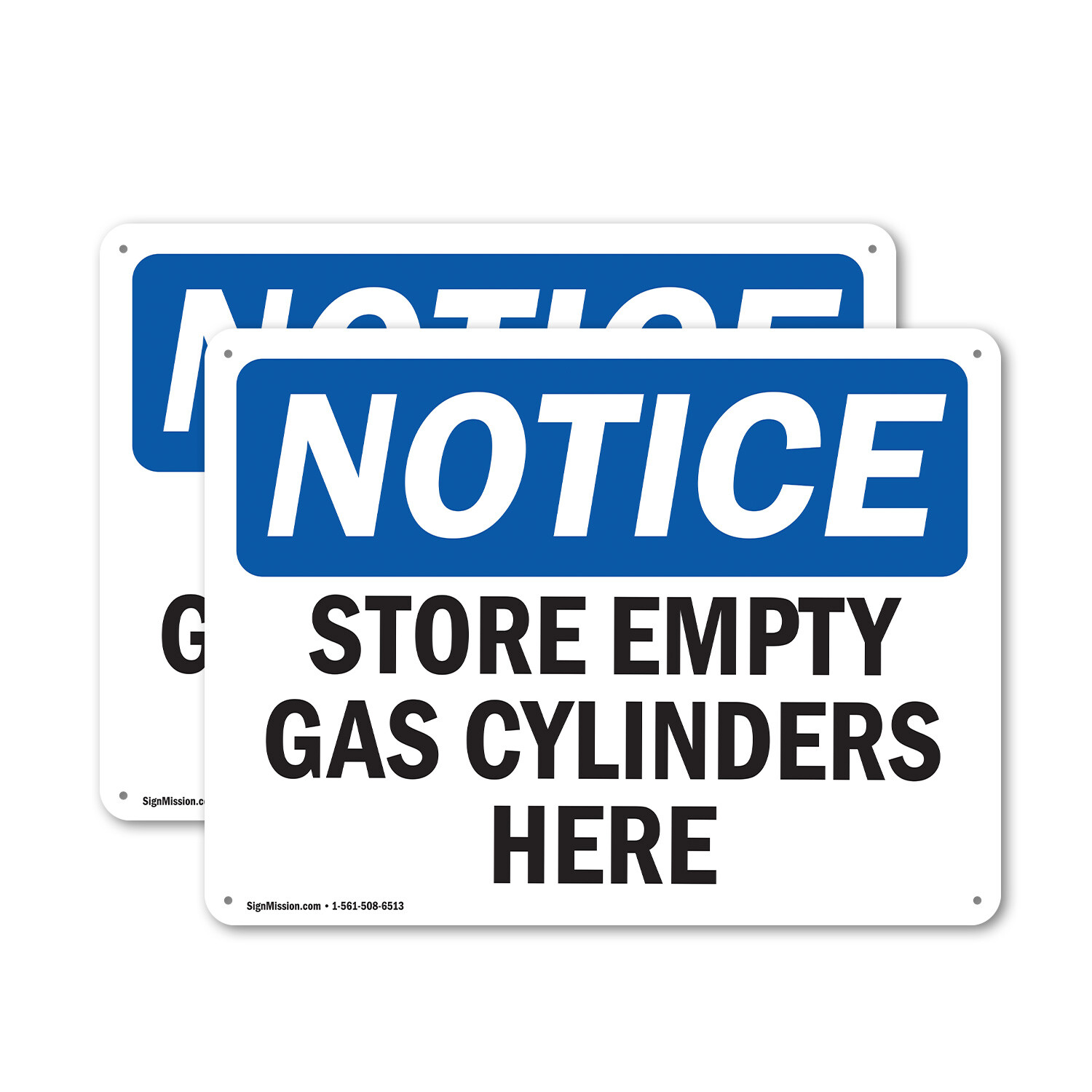 (2 Pack) Store Empty Gas Cylinders Here OSHA Notice Sign Decal Metal Plastic