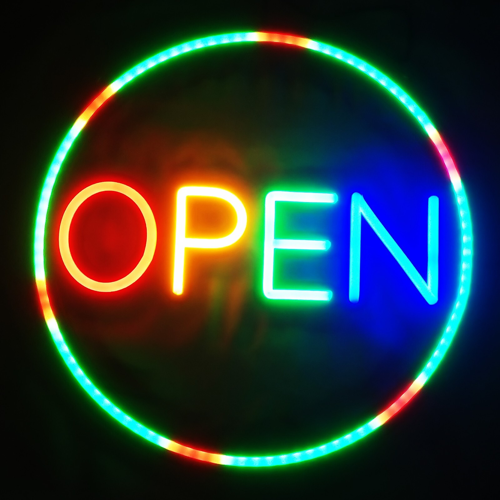 OPEN sign 12V LED Neon Tube Light Dream Full Color addressable Halo Circle Ring