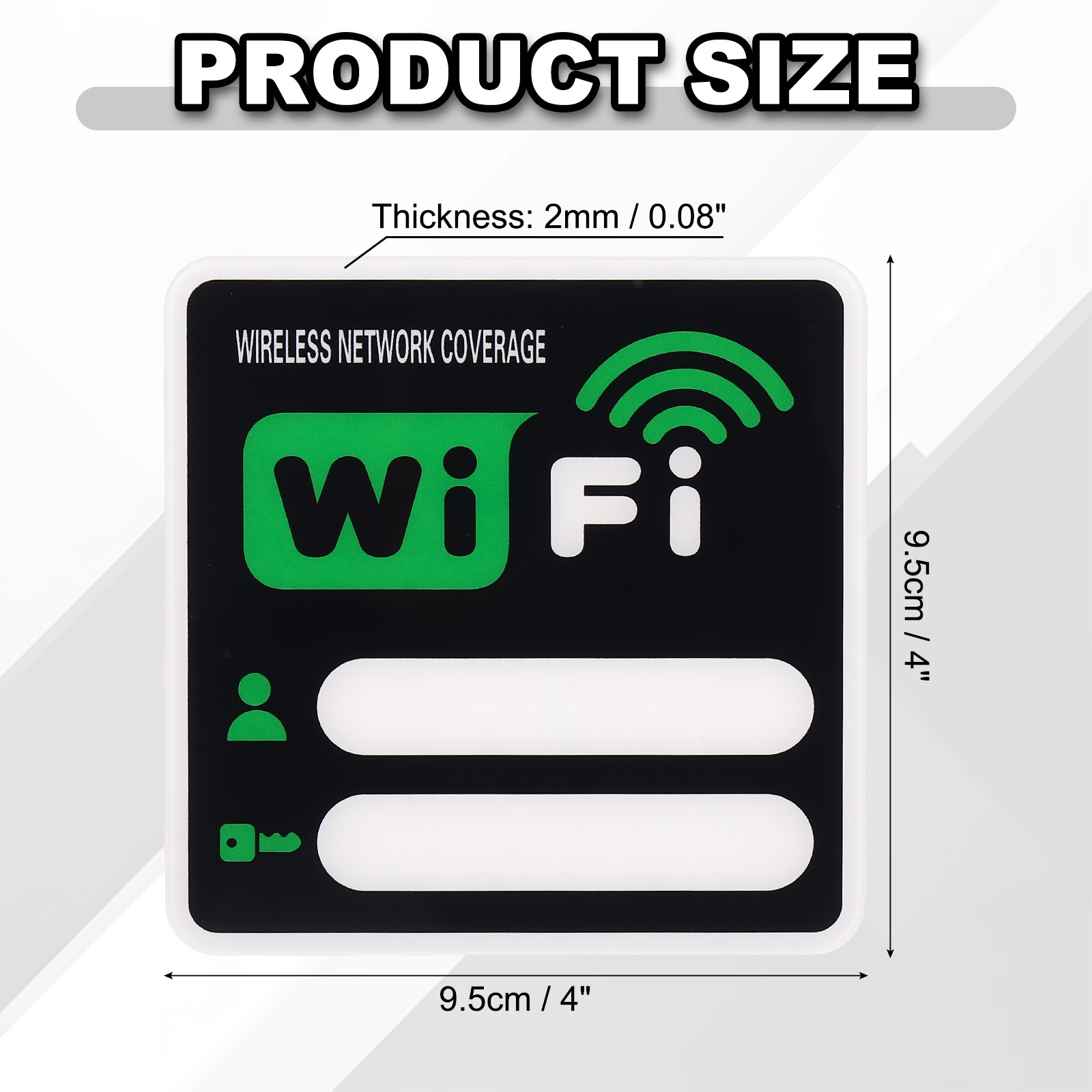 4″ x 4″ Wifi Password Sign, 1 Pcs Acrylic WiFi Sign Self Adhesive, Green
