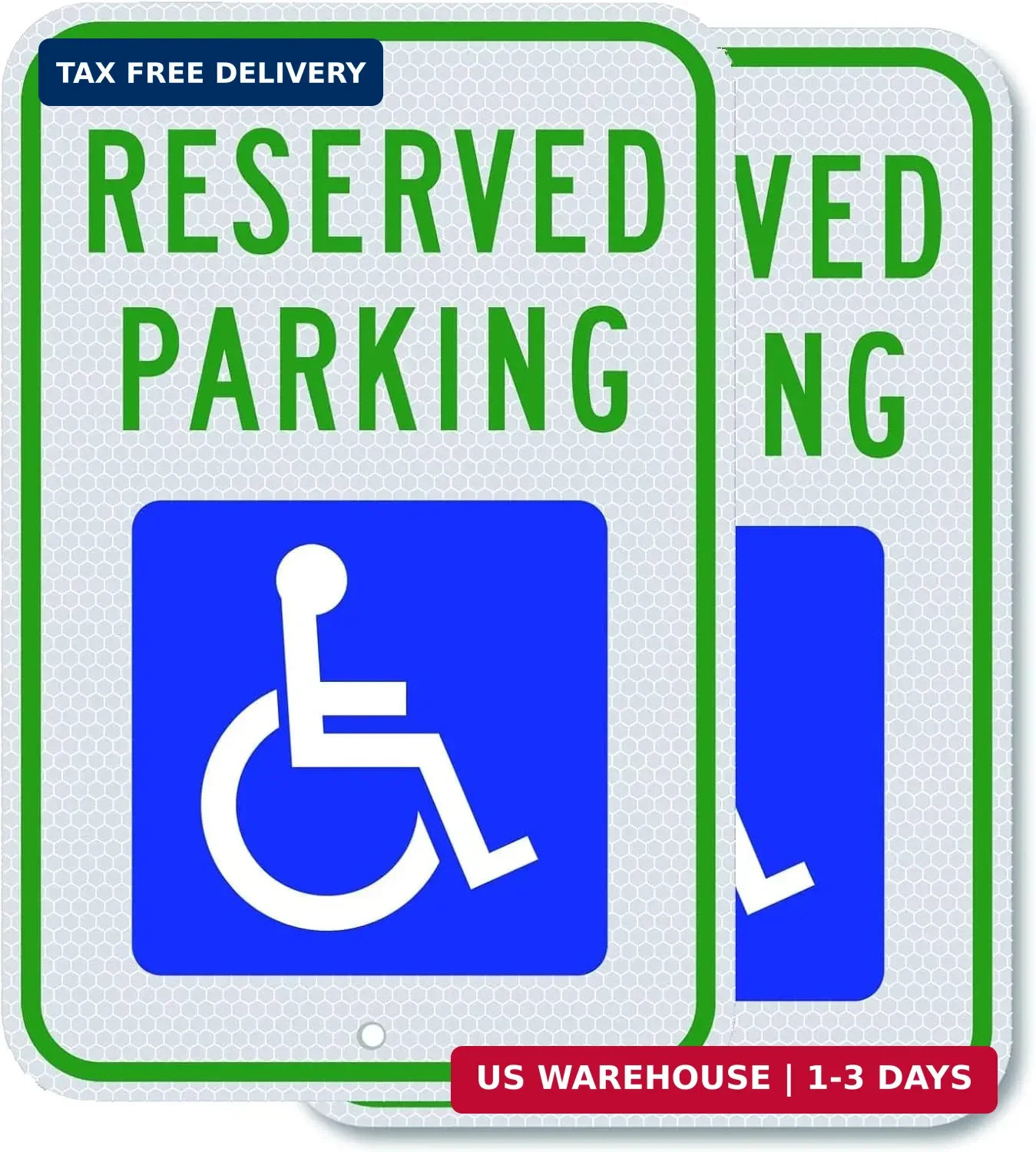 Aluminum Handicap Parking Sign – 18 x 12 inch, ADA Accessible, Reflective Blue (