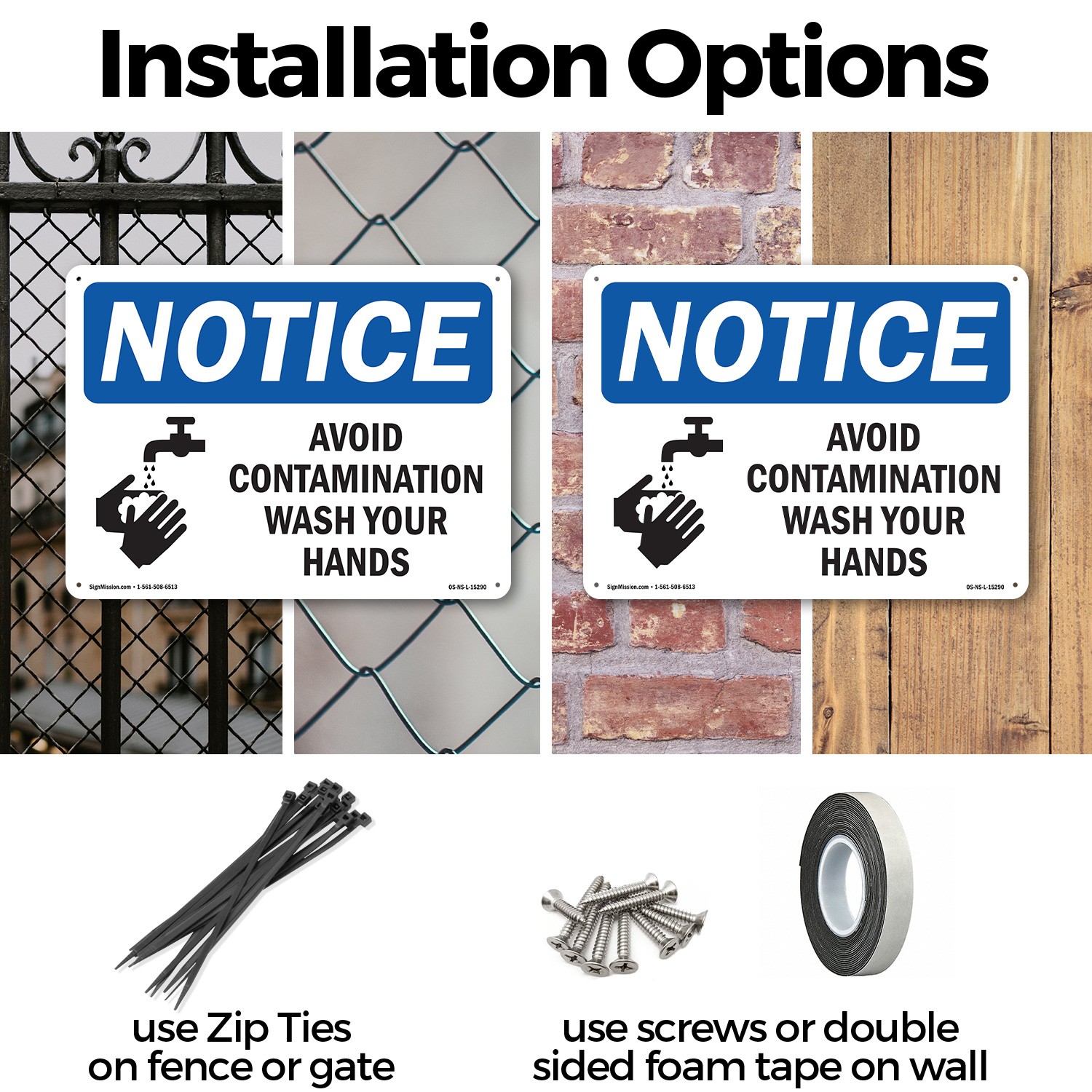 Avoid Contamination Wash Your Hands OSHA Notice Sign Or Decal – 5 or 10 Pack