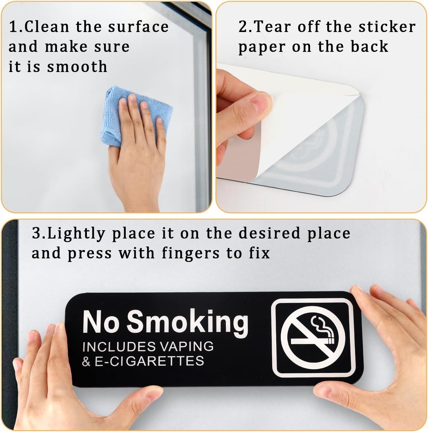 5pcs No Smoking No Vaping Sign for Business, 9×3 Inch Acrylic No Smoking Sign…