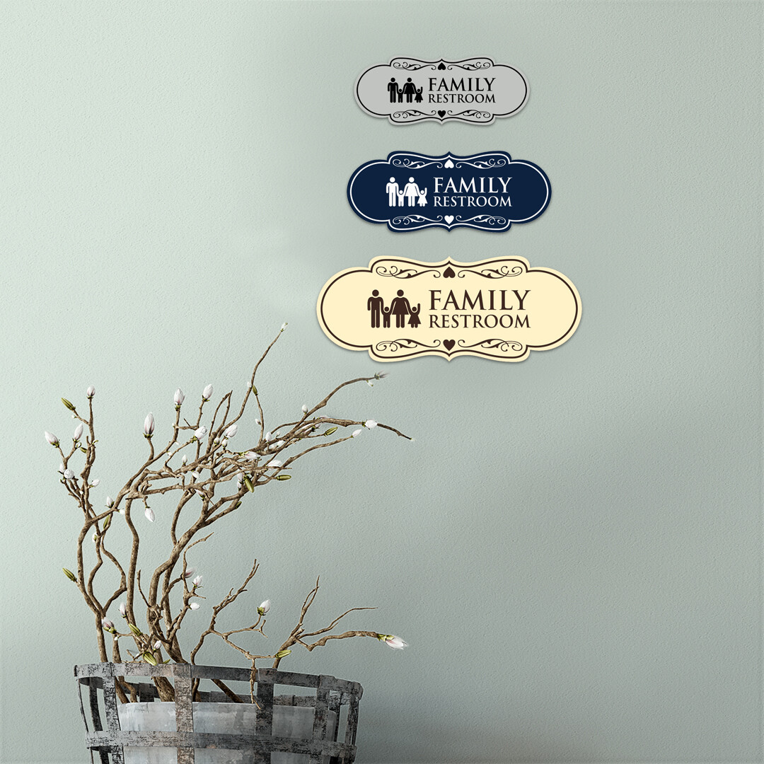 Signs ByLITA Designer Family Bathroom Restroom Wall or Door Sign