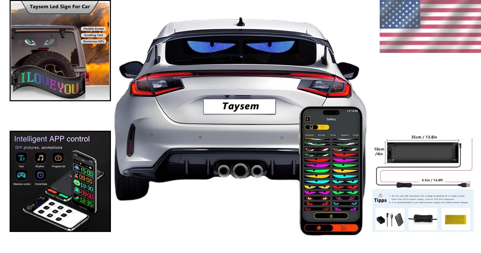 Versatile Programmable LED Sign – Scrolling Display for Cars, Shops, and Events