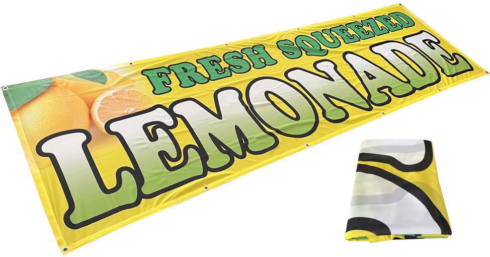 3×10 ft FRESH SQUEEZED LEMONADE Banner Sign – Polyester Fabric