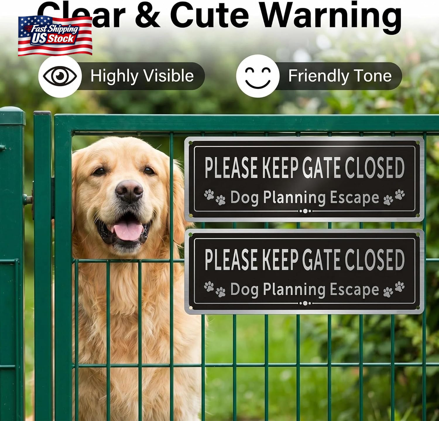 2 Pack Please Keep Gate Closed Sign – Please Close the Gate Metal Sign, Dog Plan