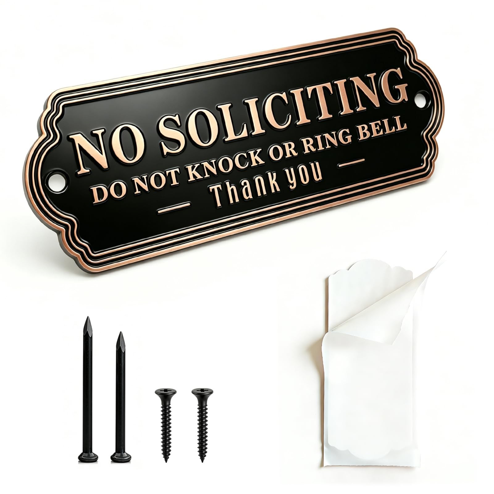 Premium Brass No Soliciting Sign for House, Do Not Knock or Ring Bell Sign fo…