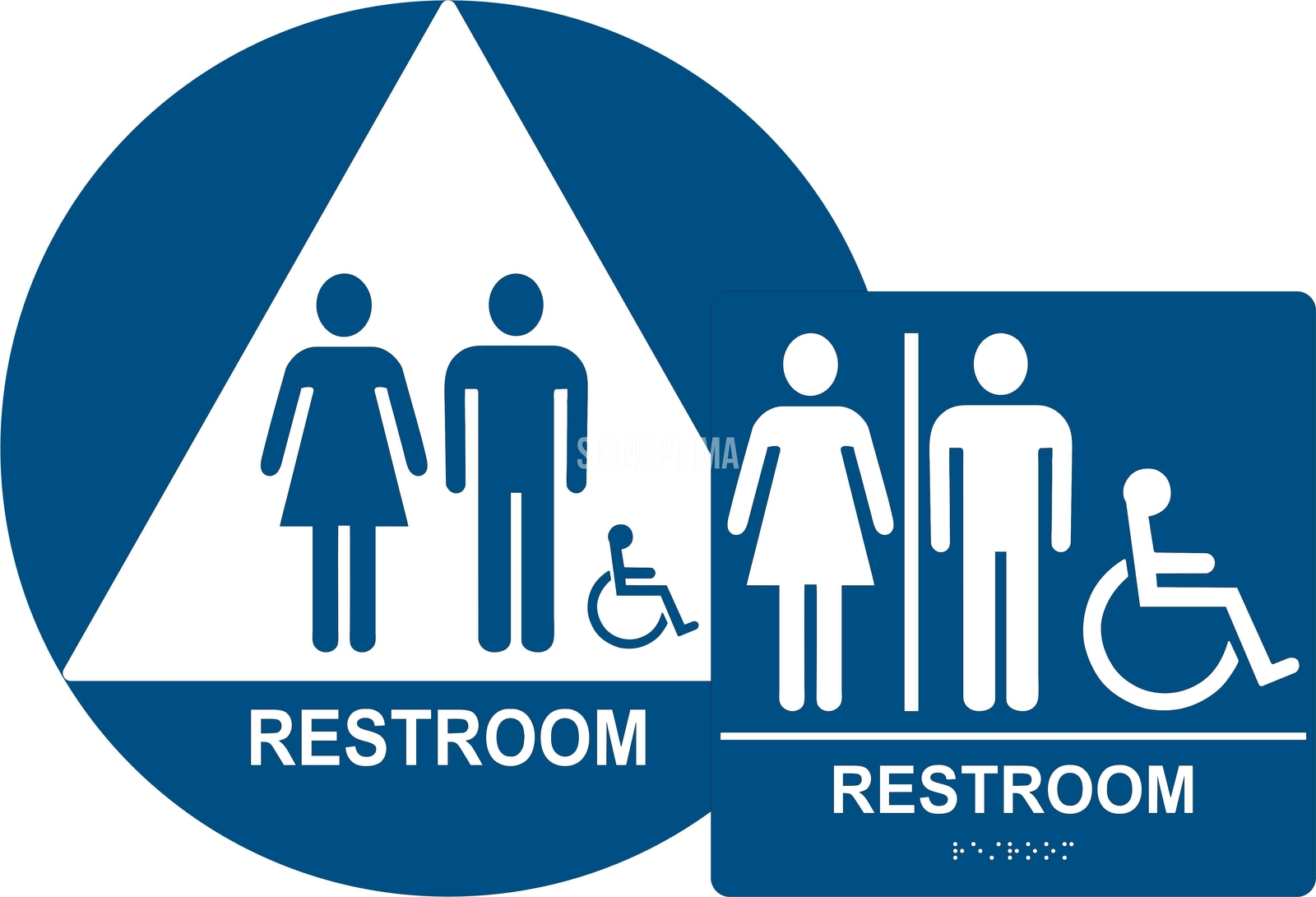 SignOptima™️ ADA Compliant Unisex Accessible Restroom Sign Bundle, Braille Sign