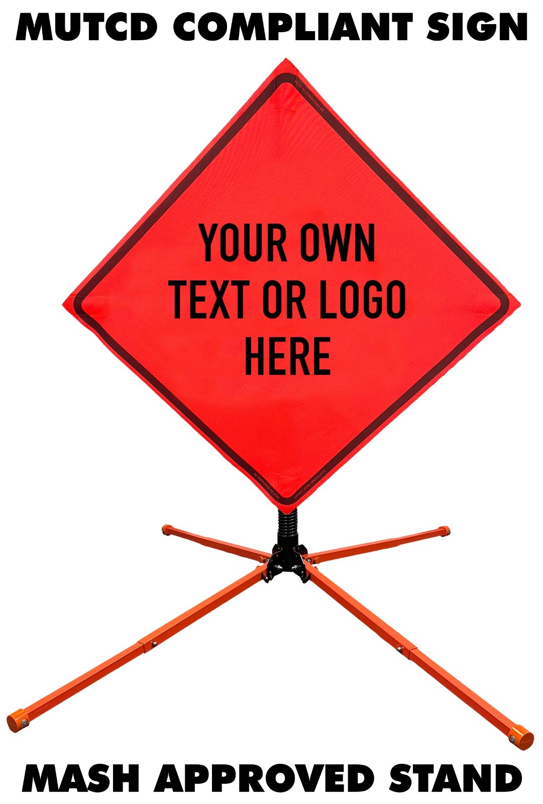 48″ Custom Mesh MUTCD Roll-Up Traffic Safety Sign & Steel Single Spring Stand