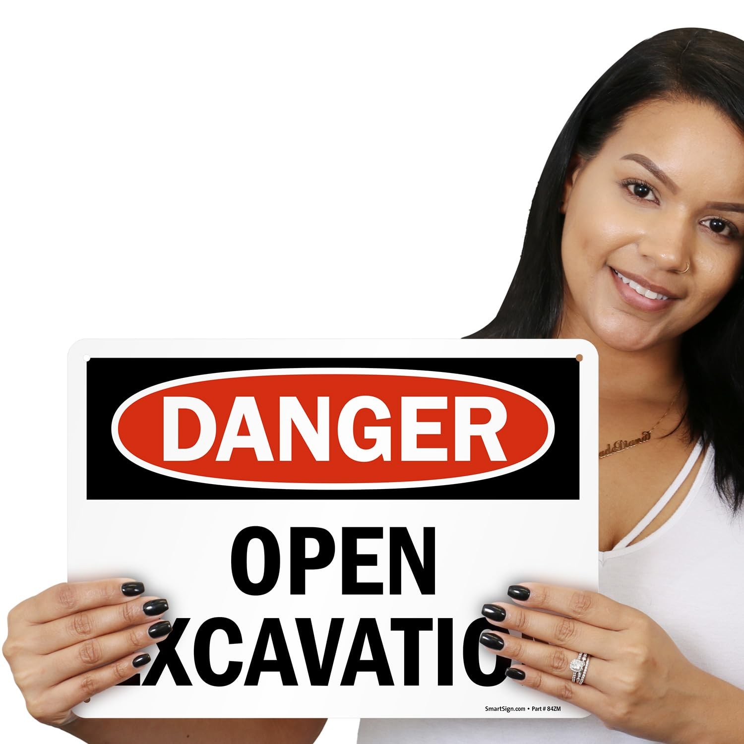 S6735PL14 Danger Open Excavation Sign 10×14 Inch Plastic Safety Notice