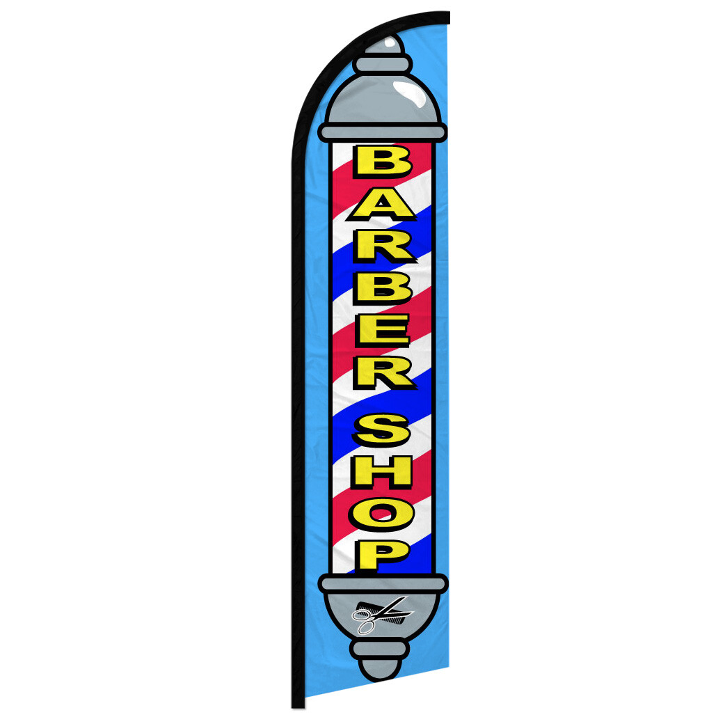 Barber Shop Windless Advertising Swooper Flag Barbershop Pole