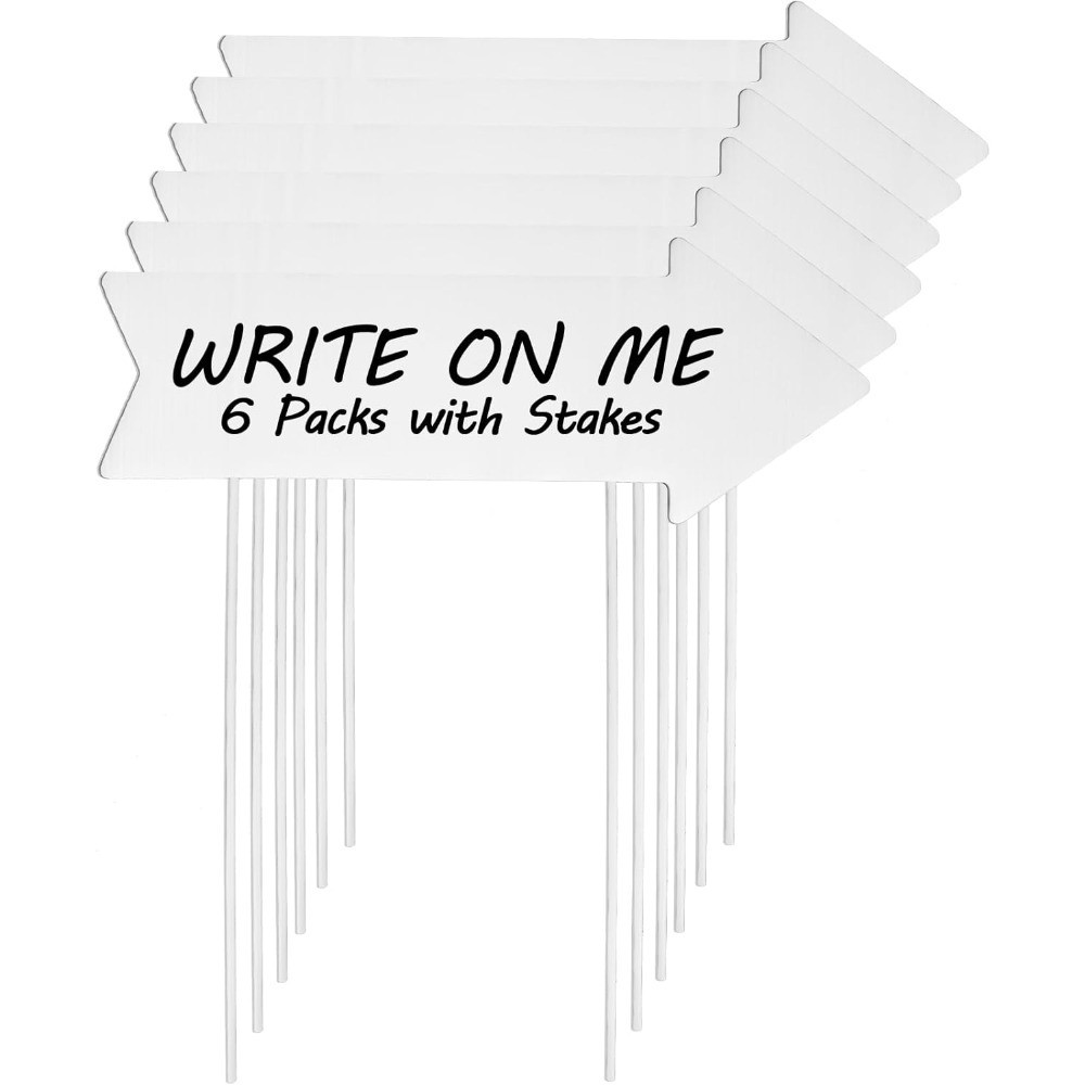 Double Sided Corrugated Plastic Yard Signs with Stakes 6 Pack Blank Directional