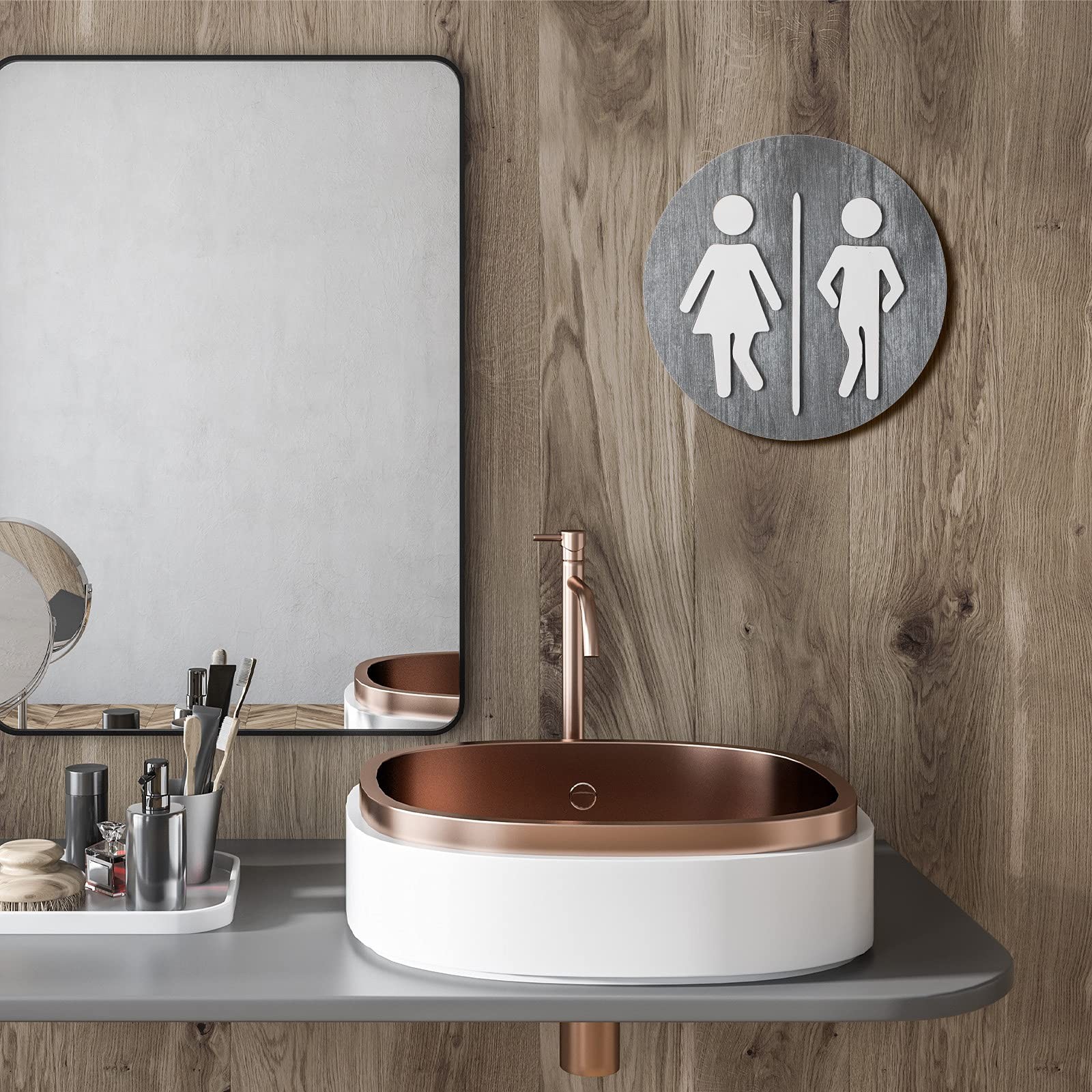 Wooden Bathroom Sign Unisex Restroom Rustic Men’S and Women’S Toilet Wall Signs