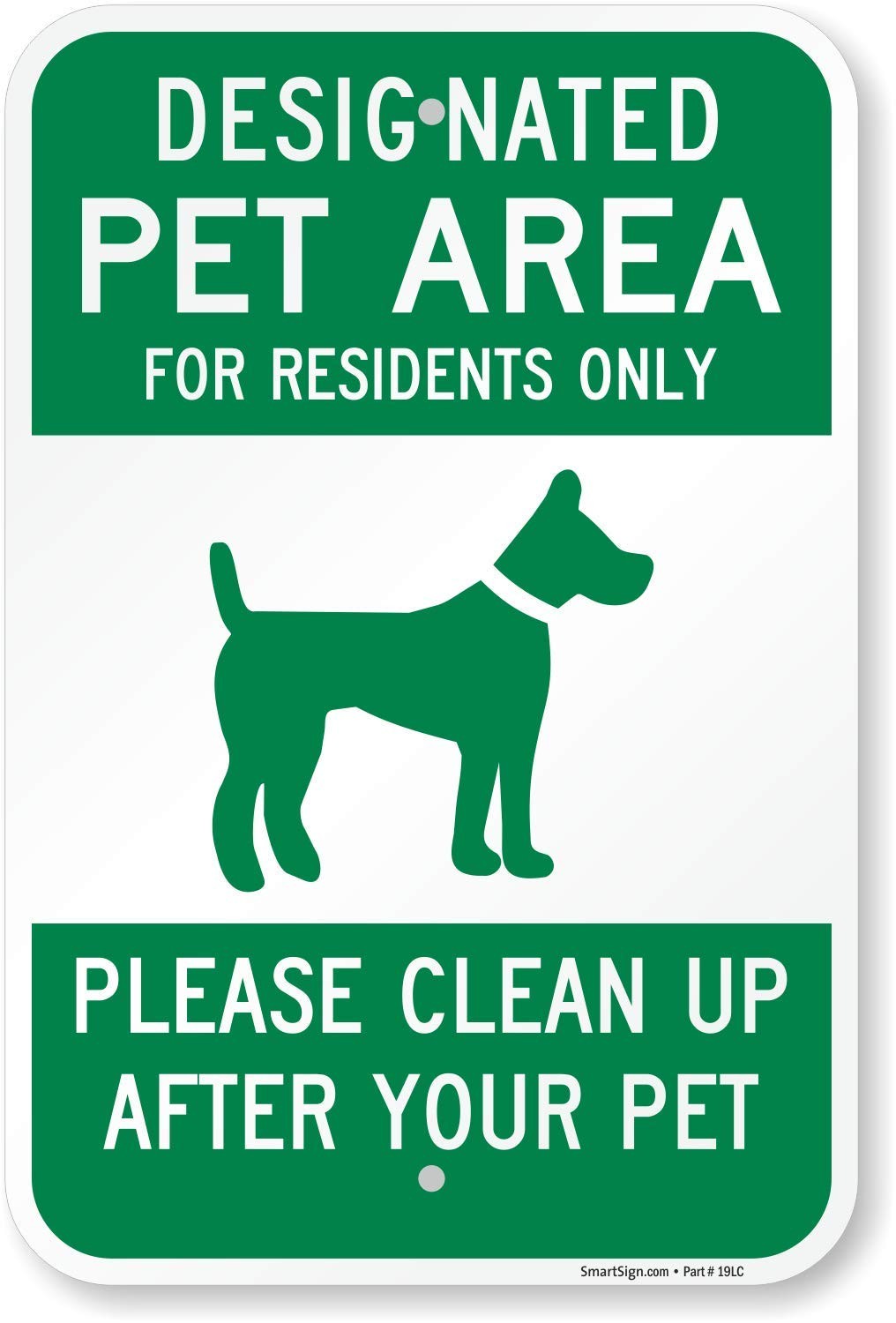 Designated Pet Area Please Clean Up Aluminum Metal Sign 12×18 Inch