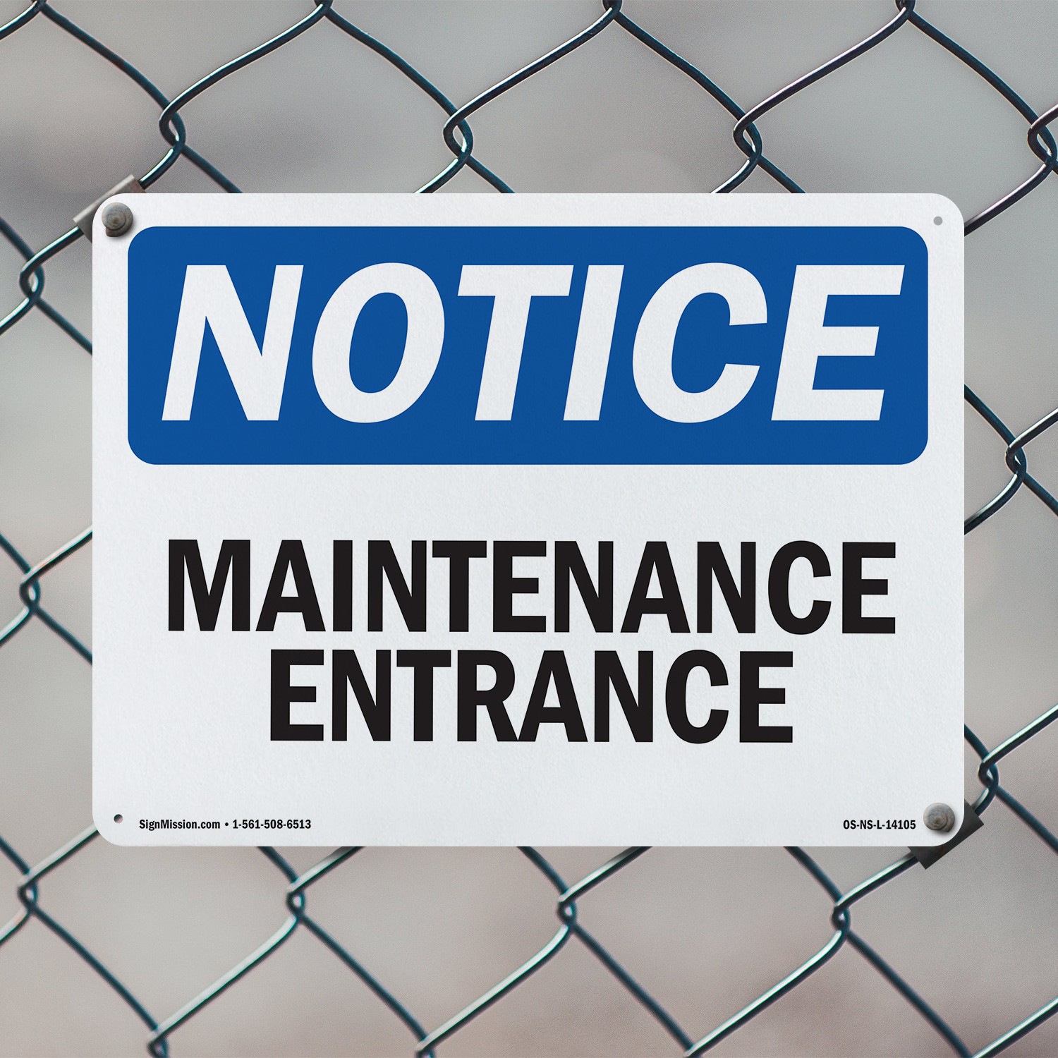 Maintenance Entrance OSHA Notice Sign Metal, Plastic, Or Decal – 5 or 10 Pack