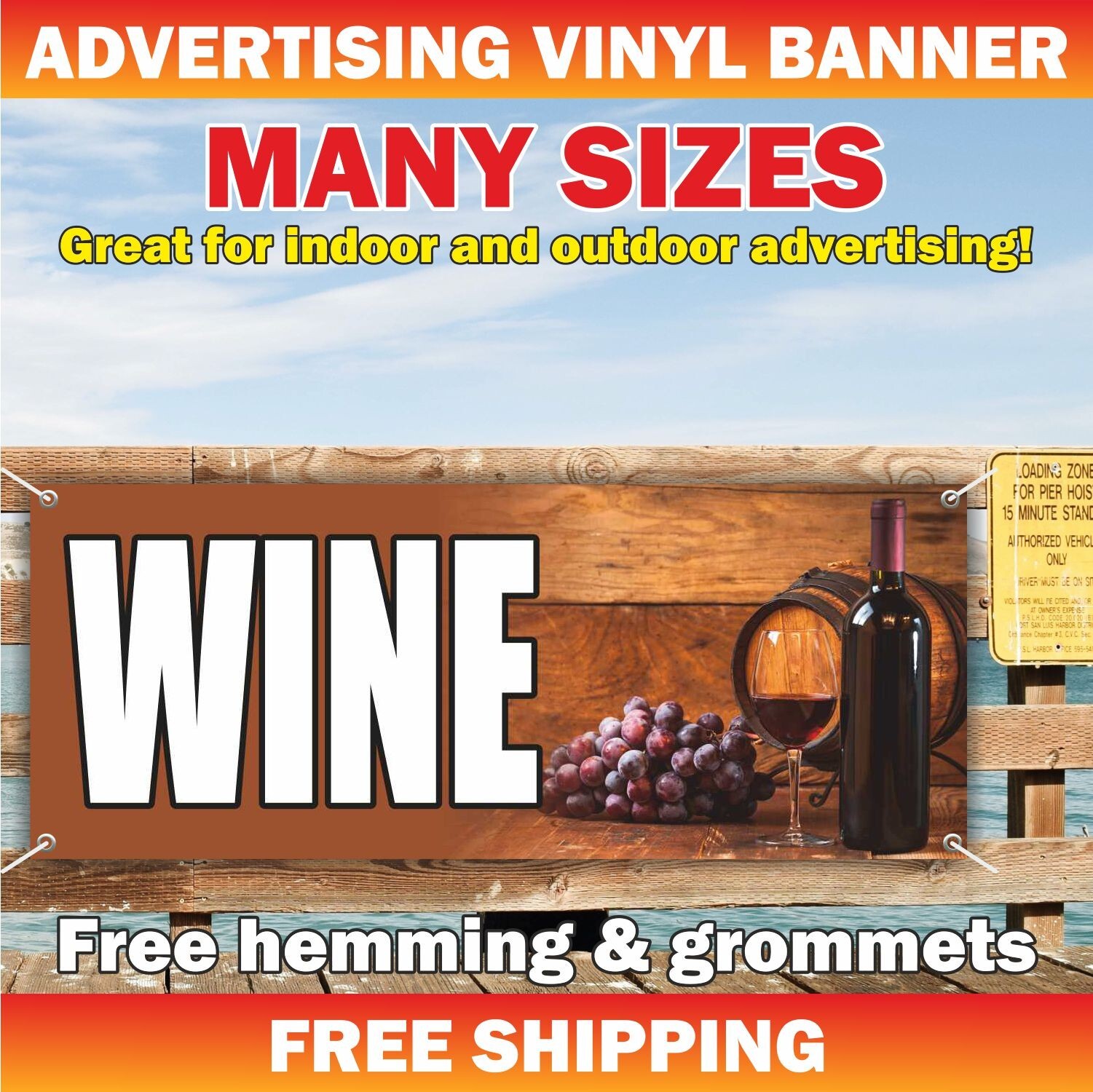 WINE Advertising Banner Vinyl Sign Alcohol Store Beer Vodka Liquor Bar Tasting