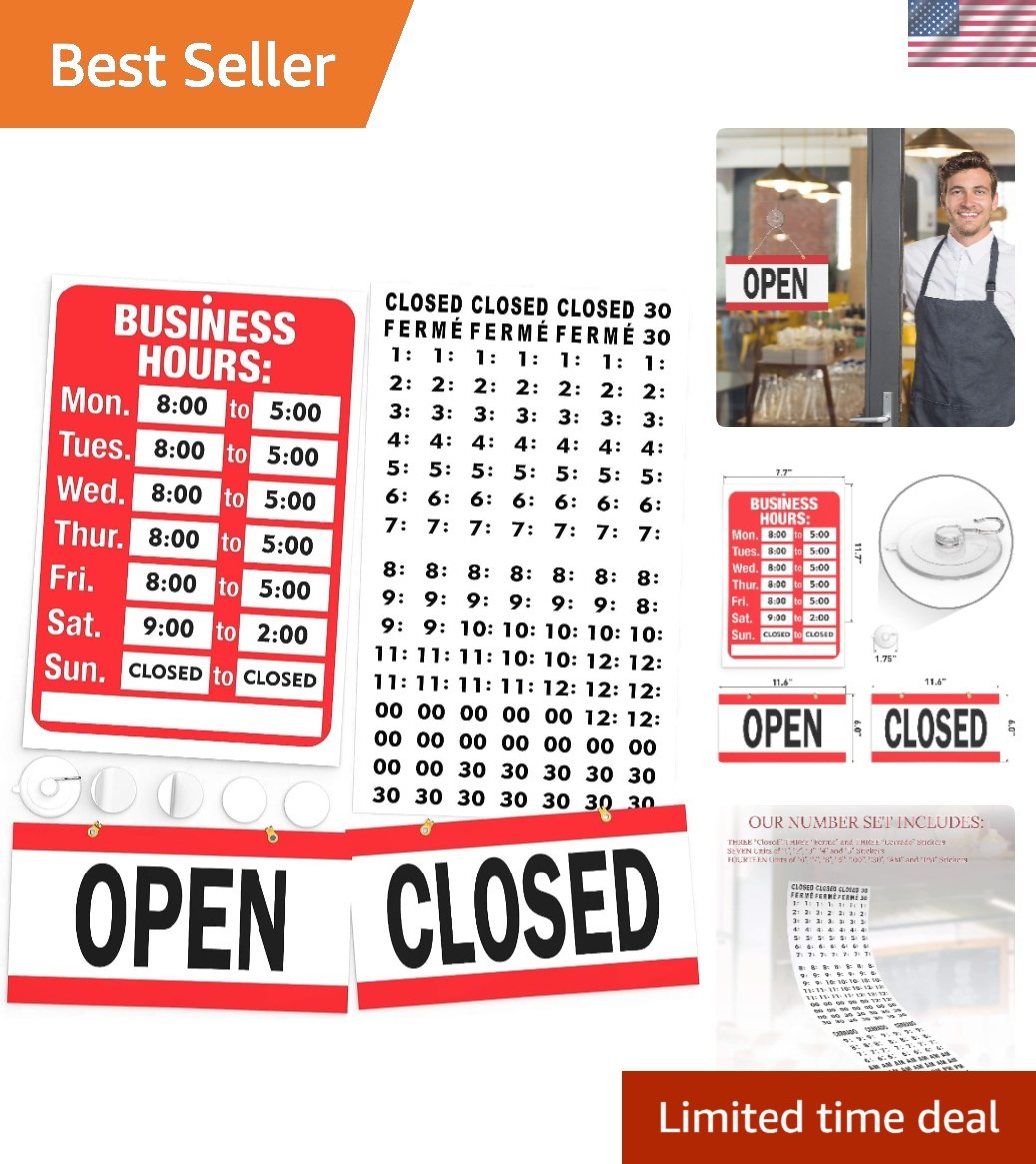 Open Closed Sign for Business – Ideal Office Hours Sign for Glass Door or Win…
