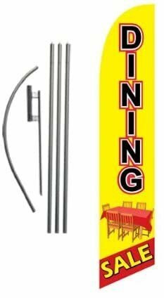Dining Set Sale Advertising Feather Banner Swooper Flag Sign with Flag Pole…