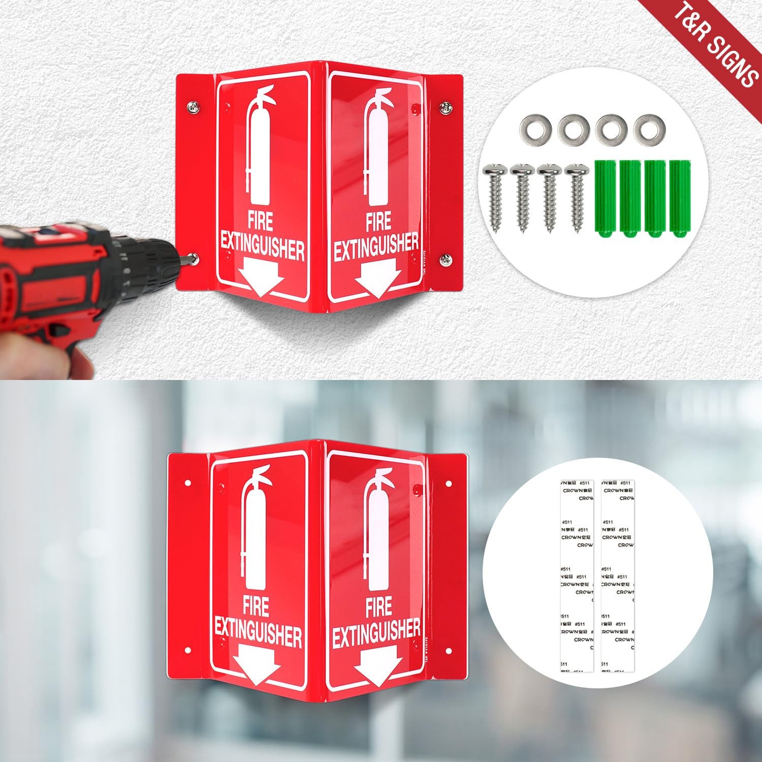 Fire Extinguisher Sign, Fire Extinguisher with Down Arrow 8 Pack 8 x 6 Inch…