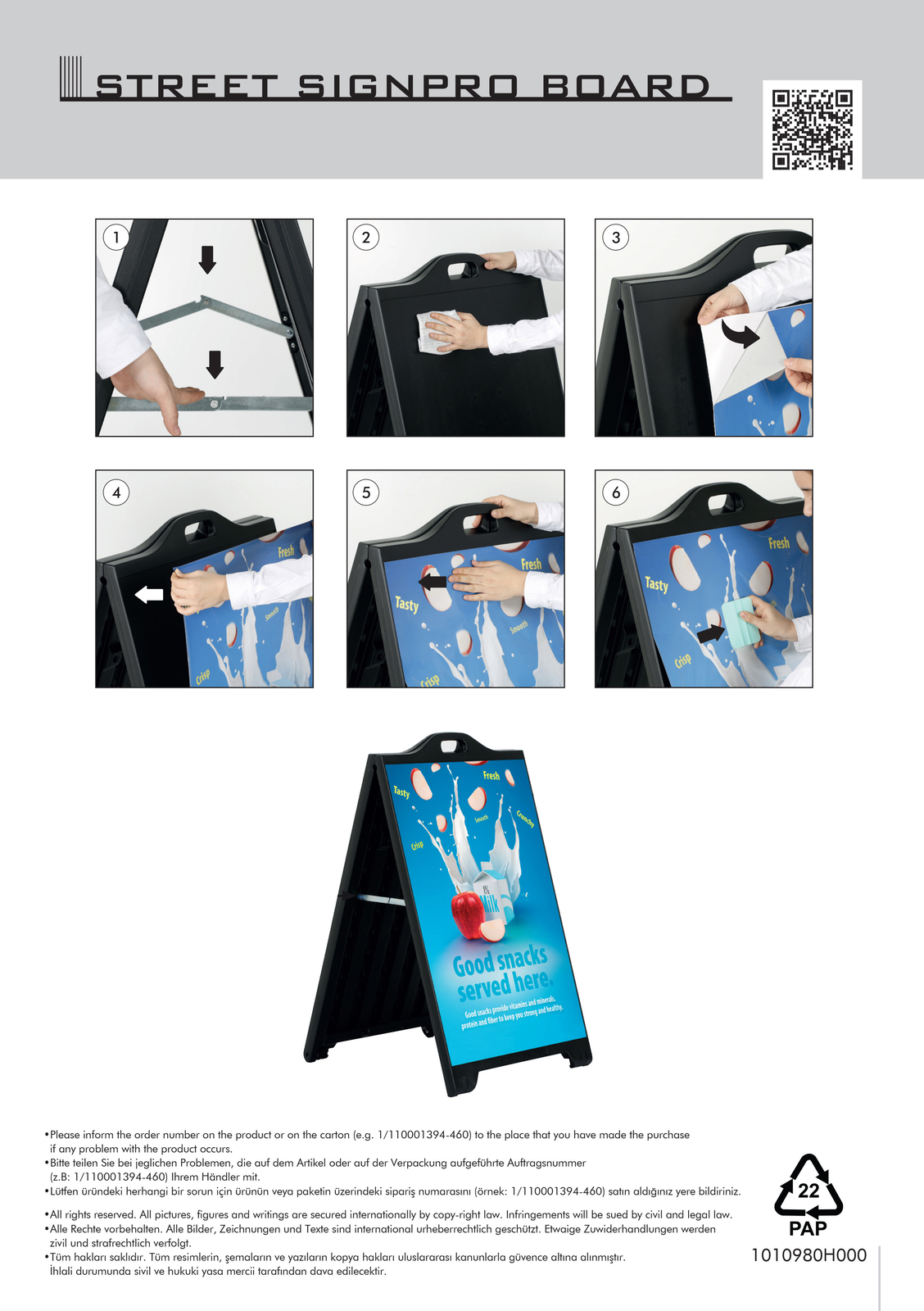 Street Sidewalk SignPro A-Frame Folding Portable 24×36 inch Black (Lot of 2)