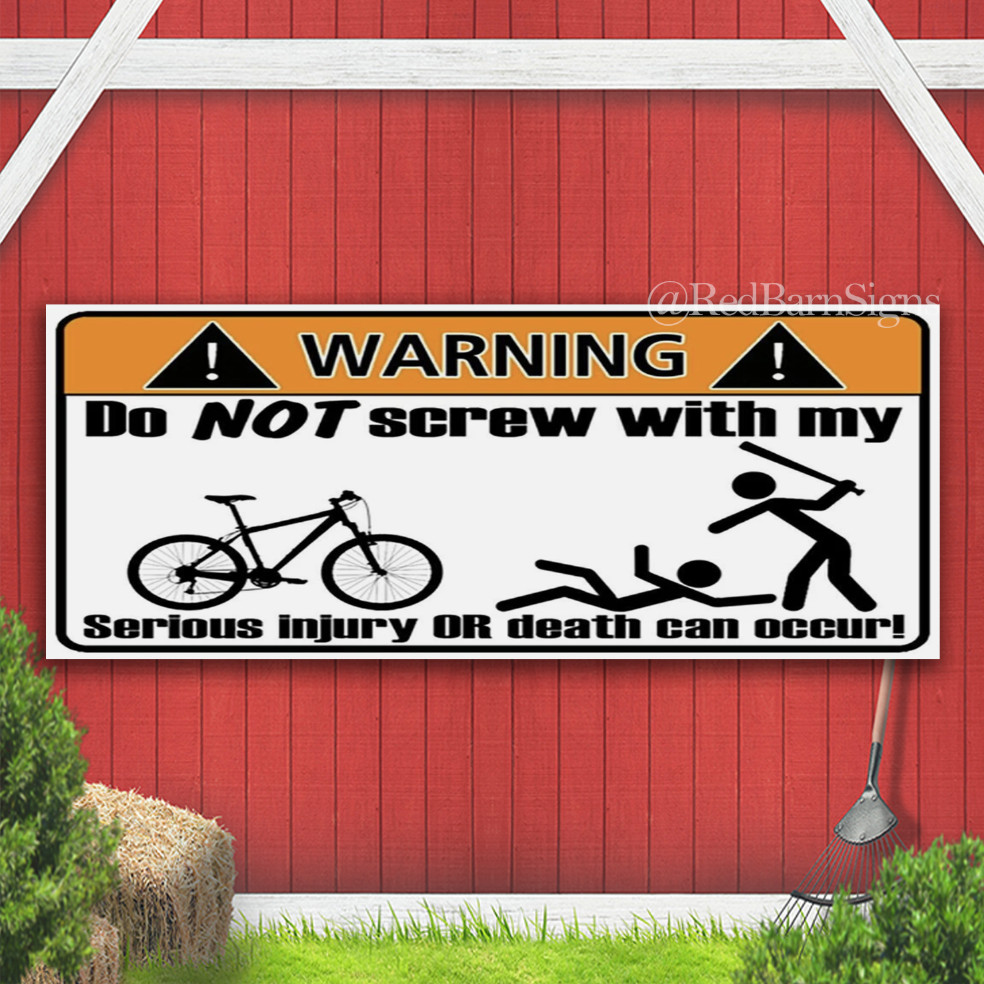 Mountain Bike Warning Indoor Outdoor Banner Sign with grommets