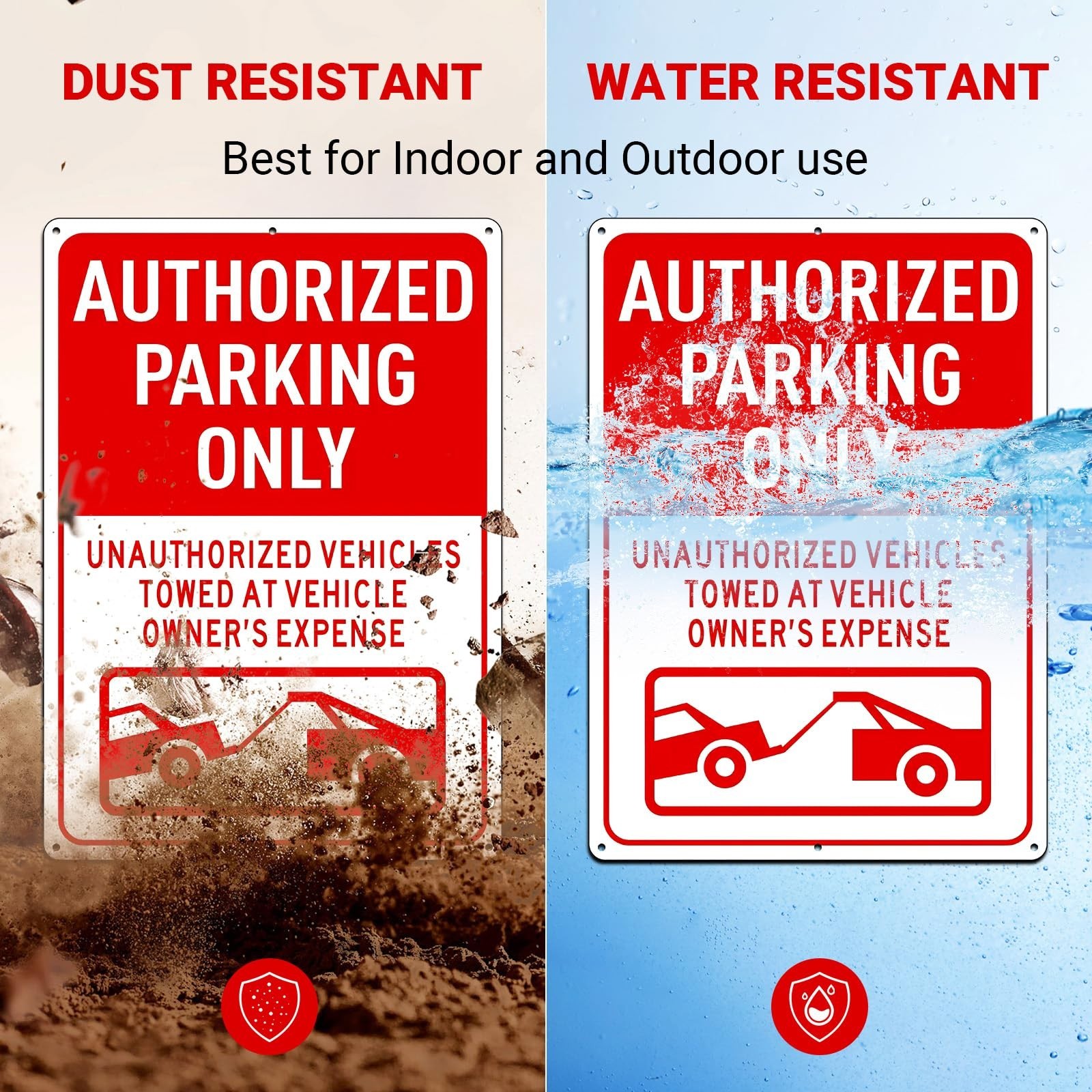 2 Pack Authorized Parking Only Sign – 14×10 Rust-Free Aluminum, Reflective, Weat