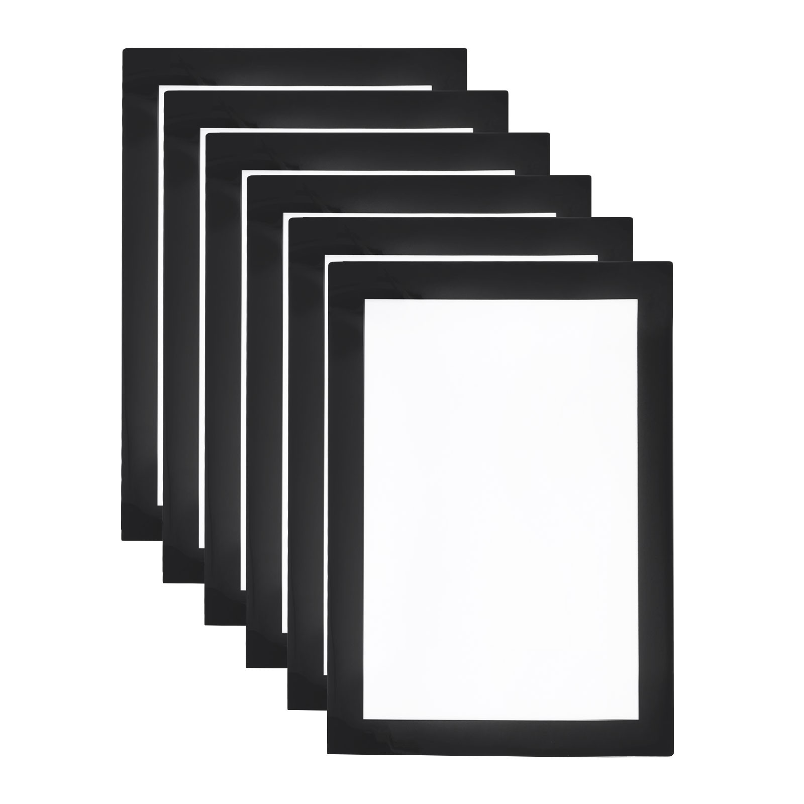 6pcs Self Adhesive Magnetic Wall Sign Holder, 5″x7″ Frame Display,Black
