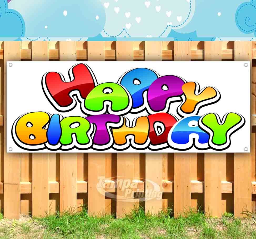 HAPPY BIRTHDAY Advertising Vinyl Banner Flag Sign Many Sizes