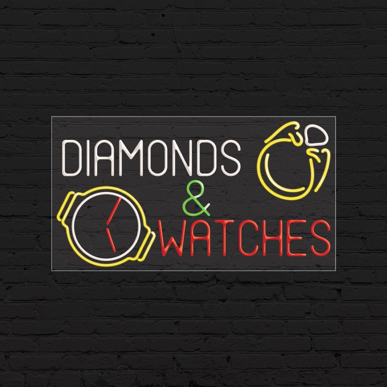 Diamonds & Watches Sign for Business Display | LED Flex Neon | 37″W x 20″H x 1″D