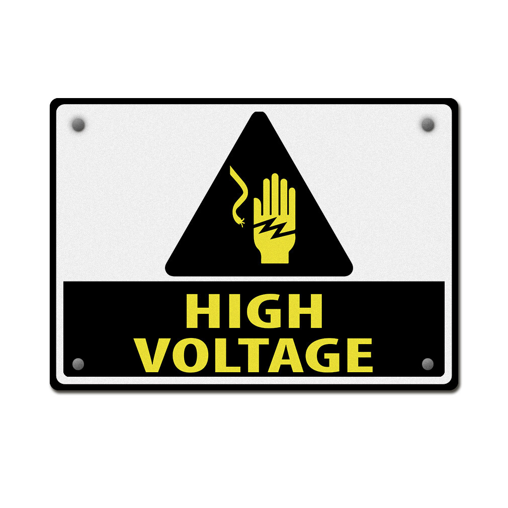 Horizontal Metal Sign High Voltage Warning Weatherproof Street Signage