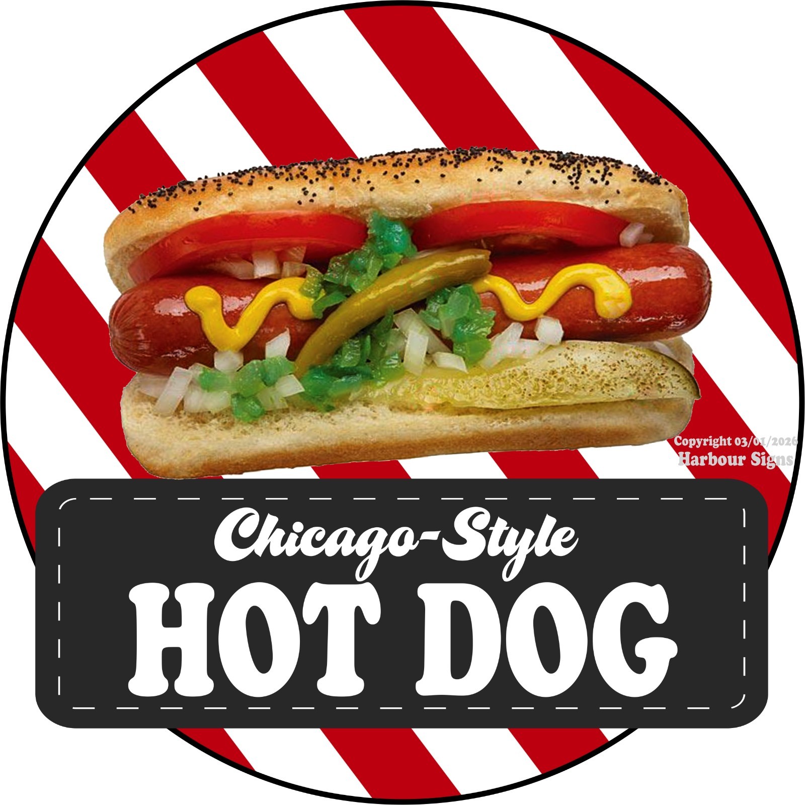 Chicago Style Hot Dog DECAL snack Concession Food Truck Sticker sc